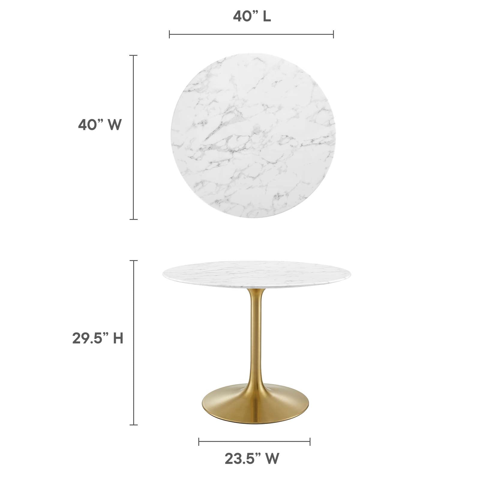 Lippa 40" Round Artificial Marble Dining Table - East Shore Modern Home Furnishings