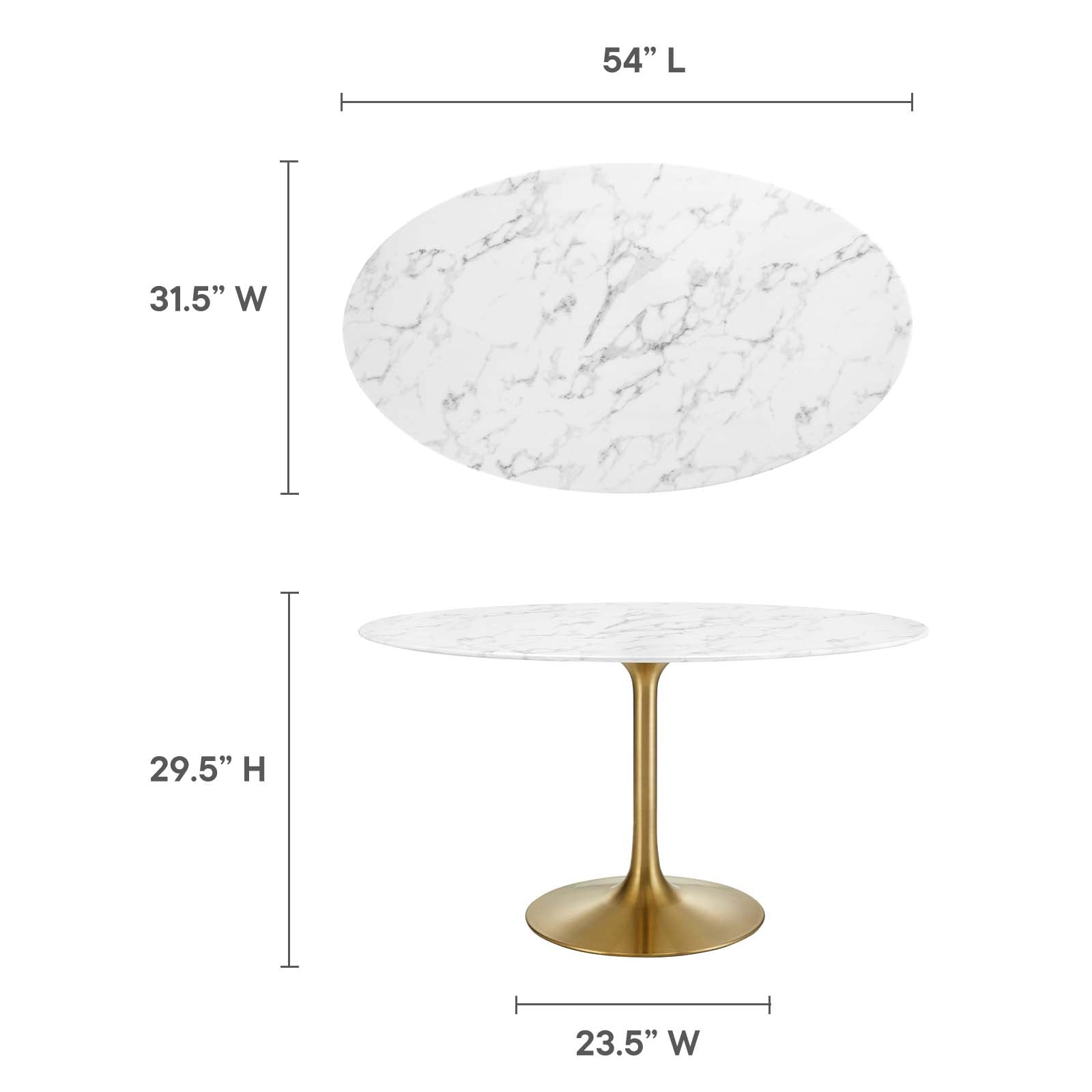 Lippa 54" Oval Artificial Marble Dining Table - East Shore Modern Home Furnishings
