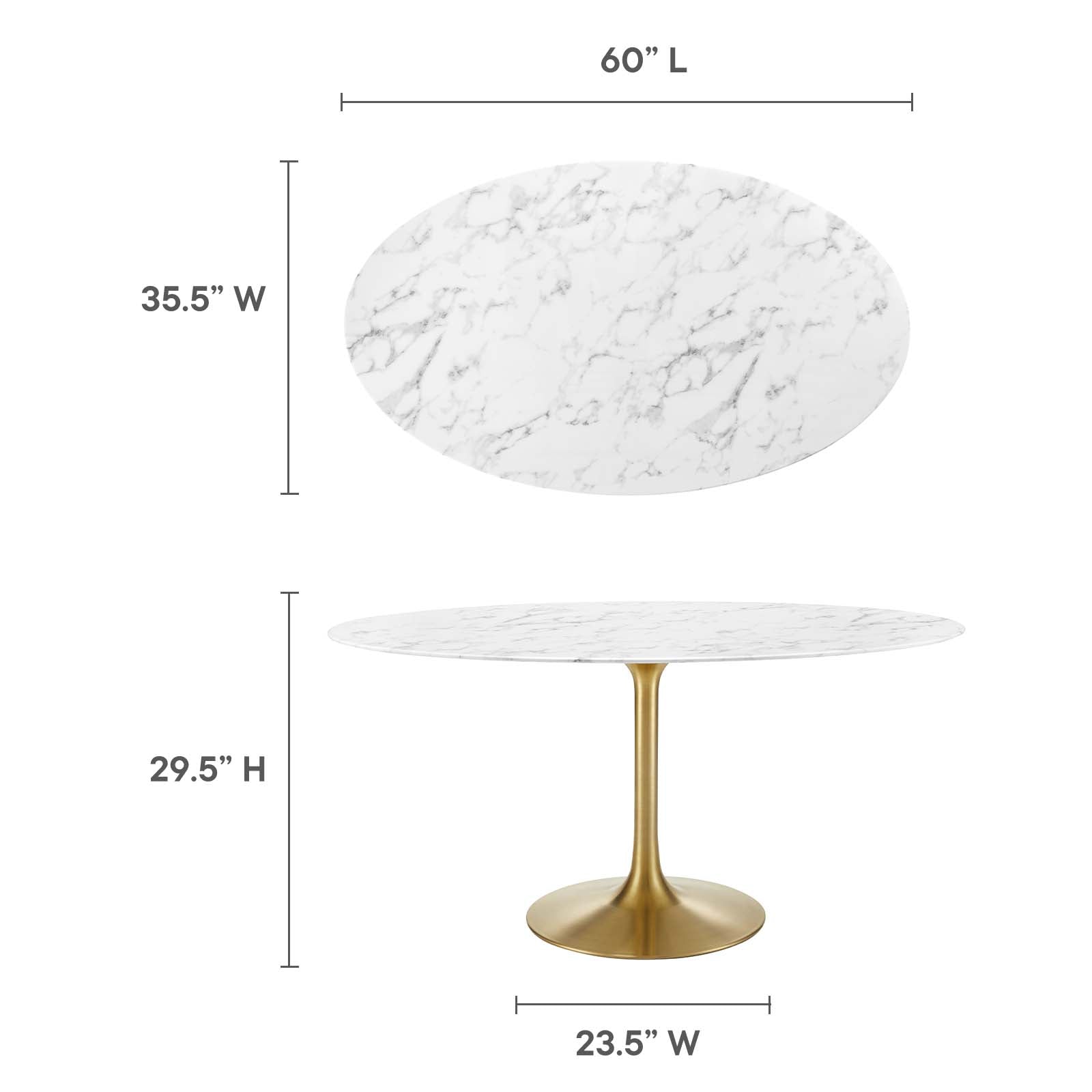 Lippa 60" Oval Artificial Marble Dining Table - East Shore Modern Home Furnishings