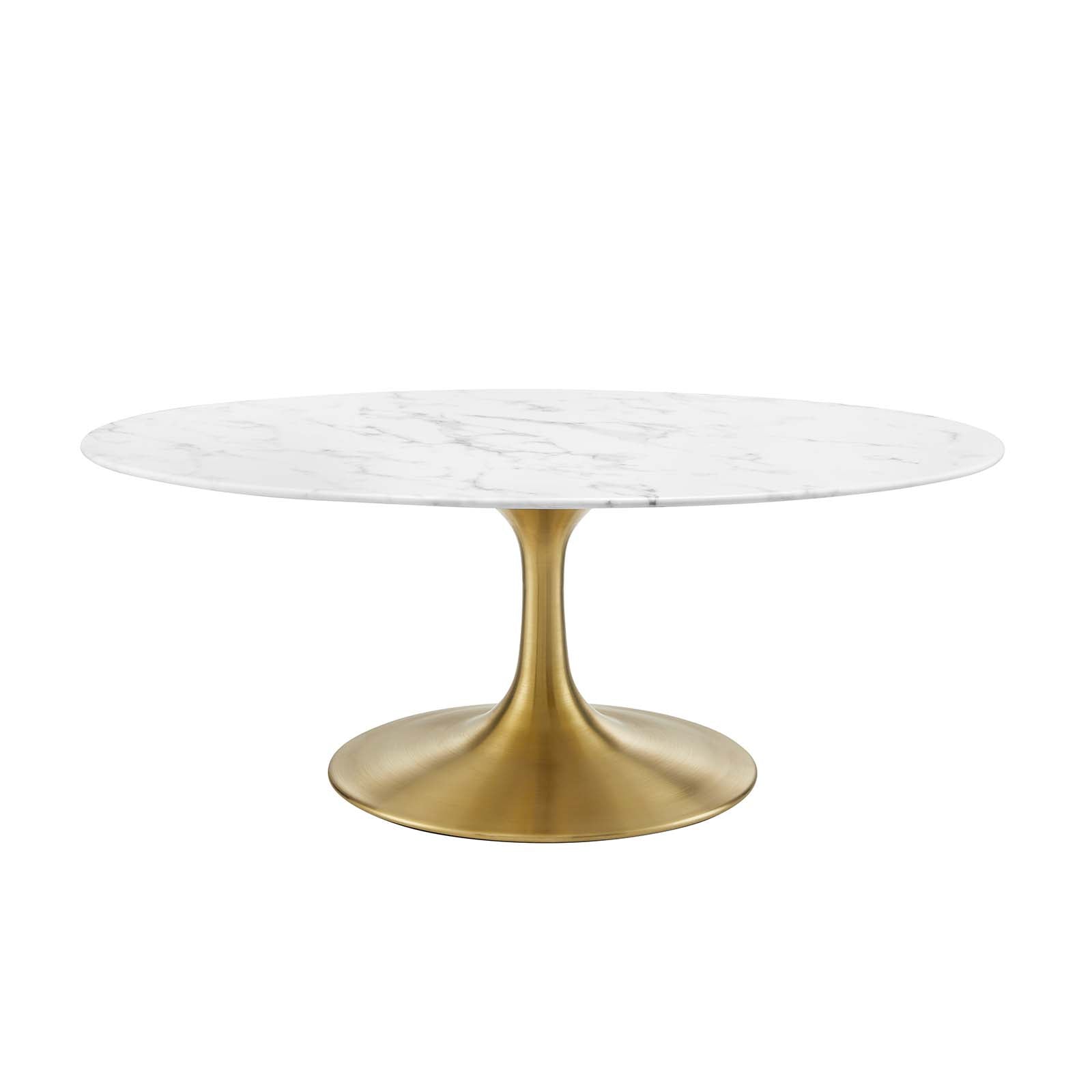 Lippa 42" Oval-Shaped Artifical Artificial Marble Coffee Table - East Shore Modern Home Furnishings