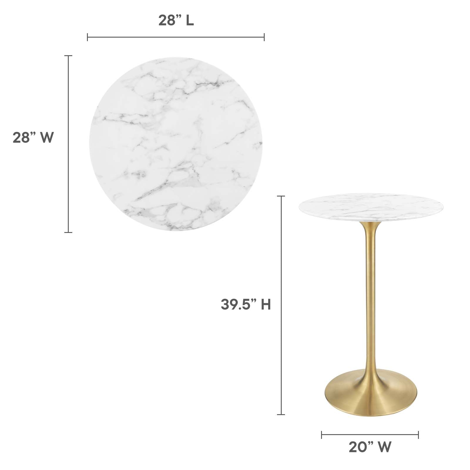 Lippa 28" Artificial Marble Bar Table - East Shore Modern Home Furnishings