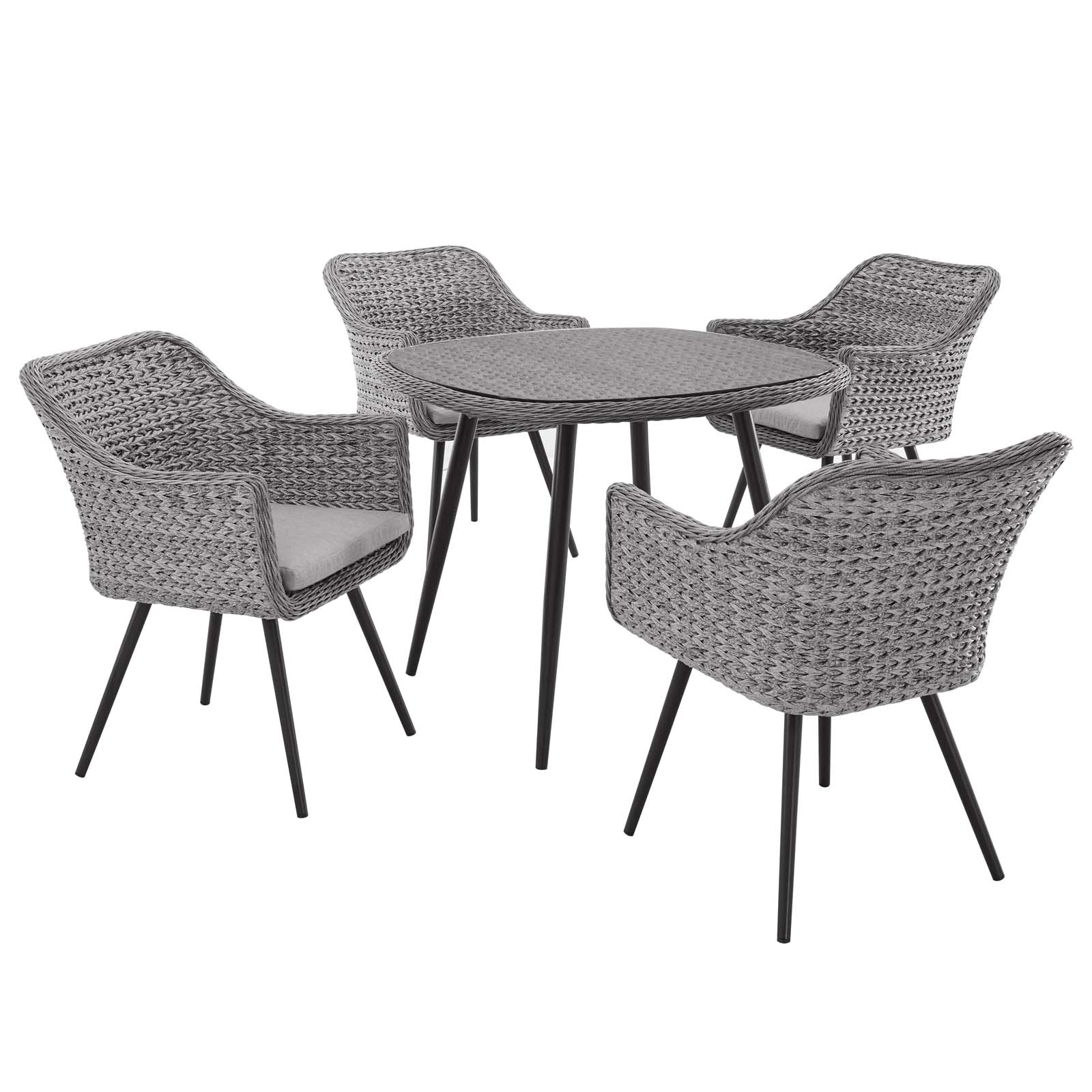 Endeavor 5 Piece Outdoor Patio Wicker Rattan Dining Set - East Shore Modern Home Furnishings