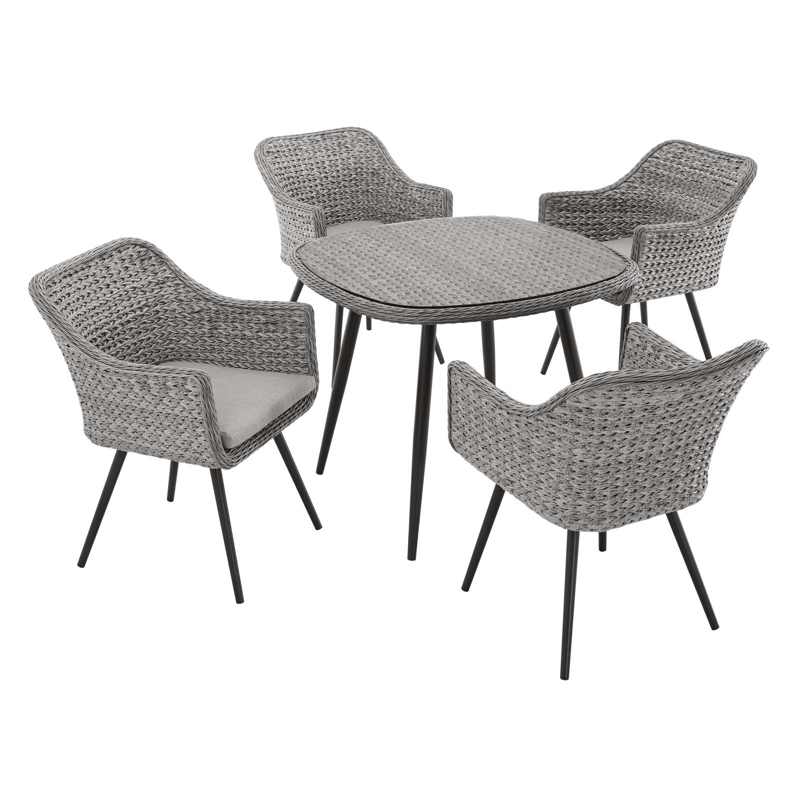 Endeavor 5 Piece Outdoor Patio Wicker Rattan Dining Set - East Shore Modern Home Furnishings