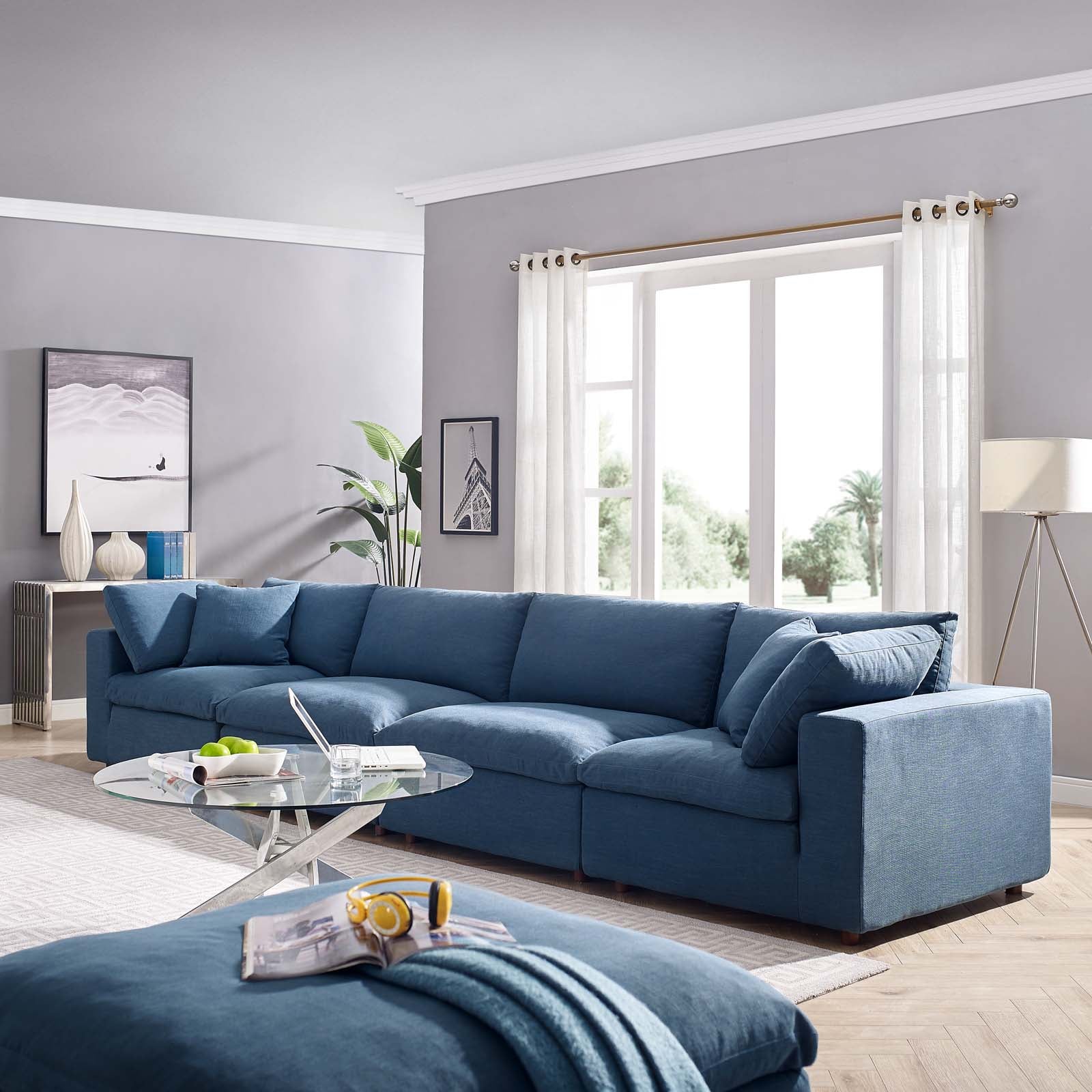 Commix Down Filled Overstuffed 4 Piece Sectional Sofa Set
