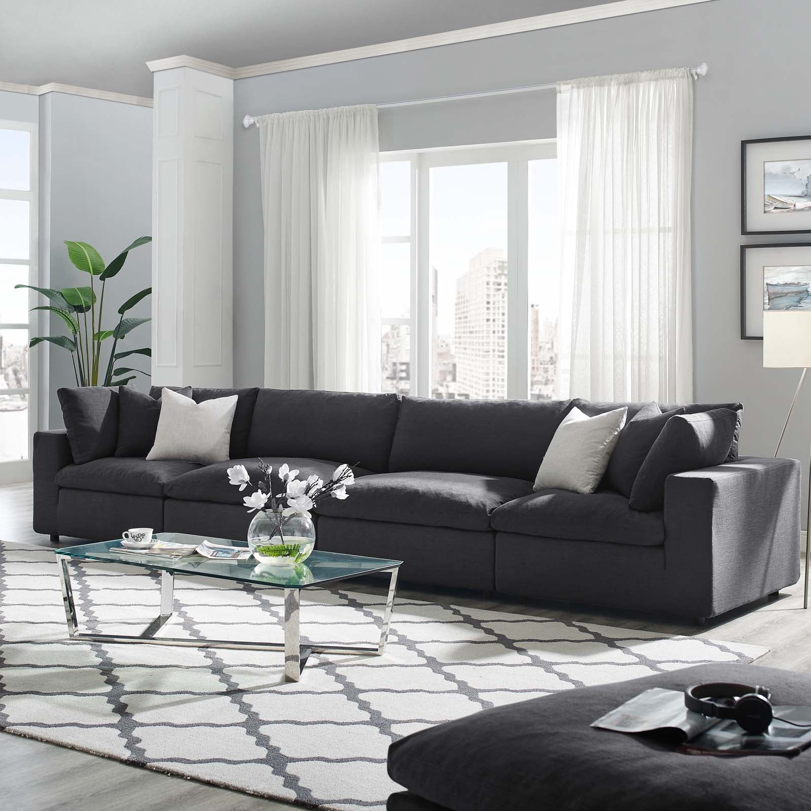 Commix Down Filled Overstuffed 4 Piece Sectional Sofa Set