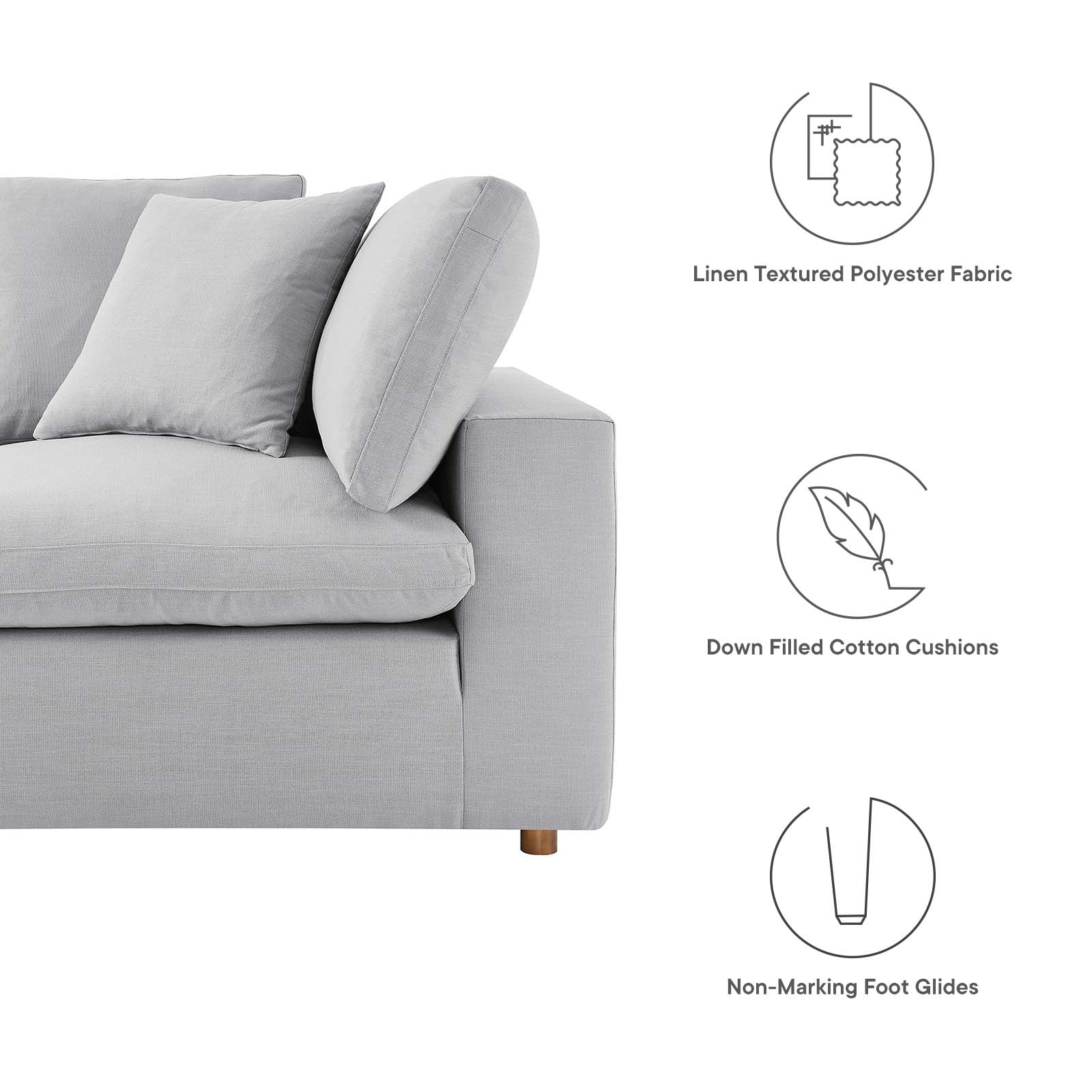 Commix Down Filled Overstuffed 4 Piece Sectional Sofa Set