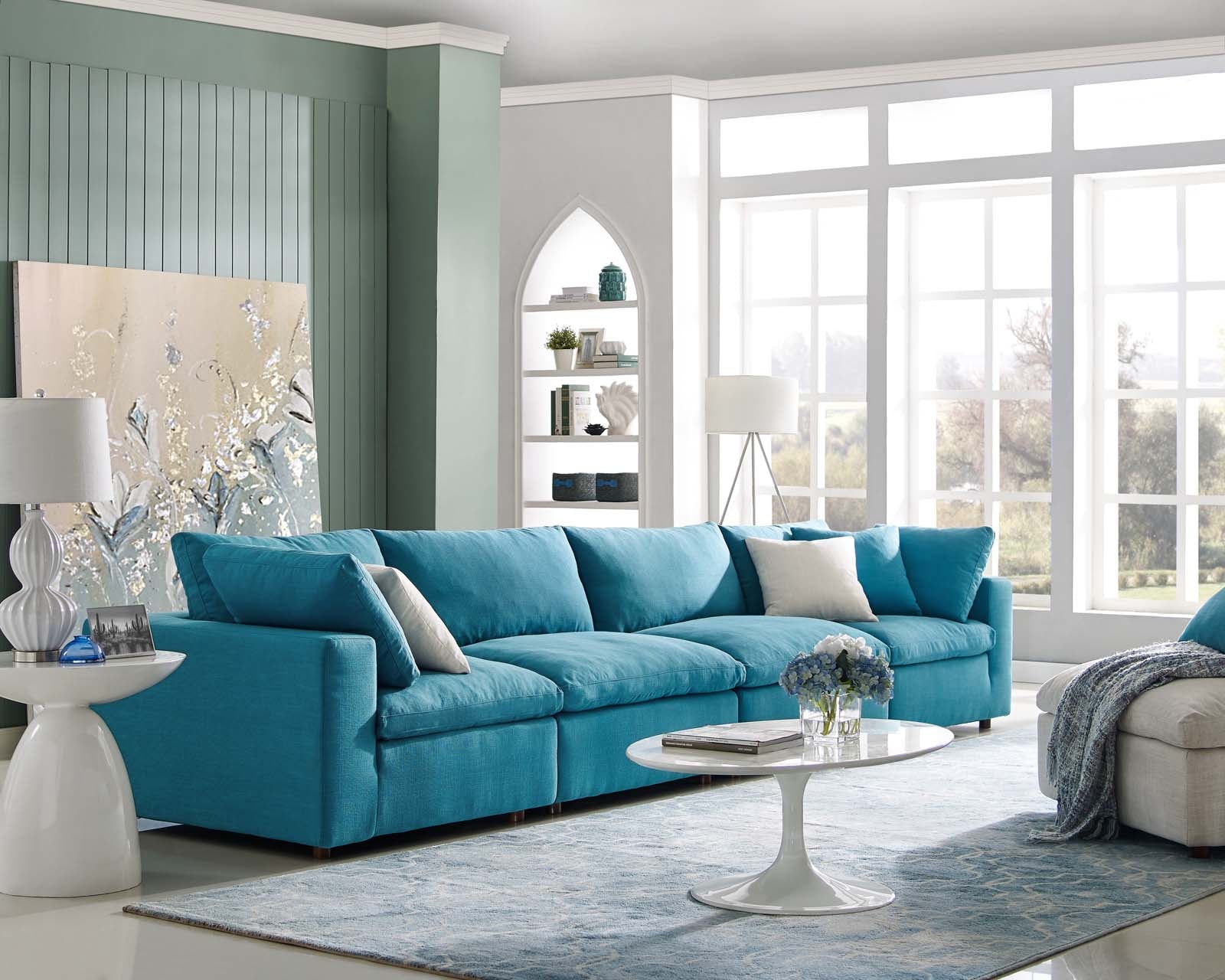 Commix Down Filled Overstuffed 4 Piece Sectional Sofa Set