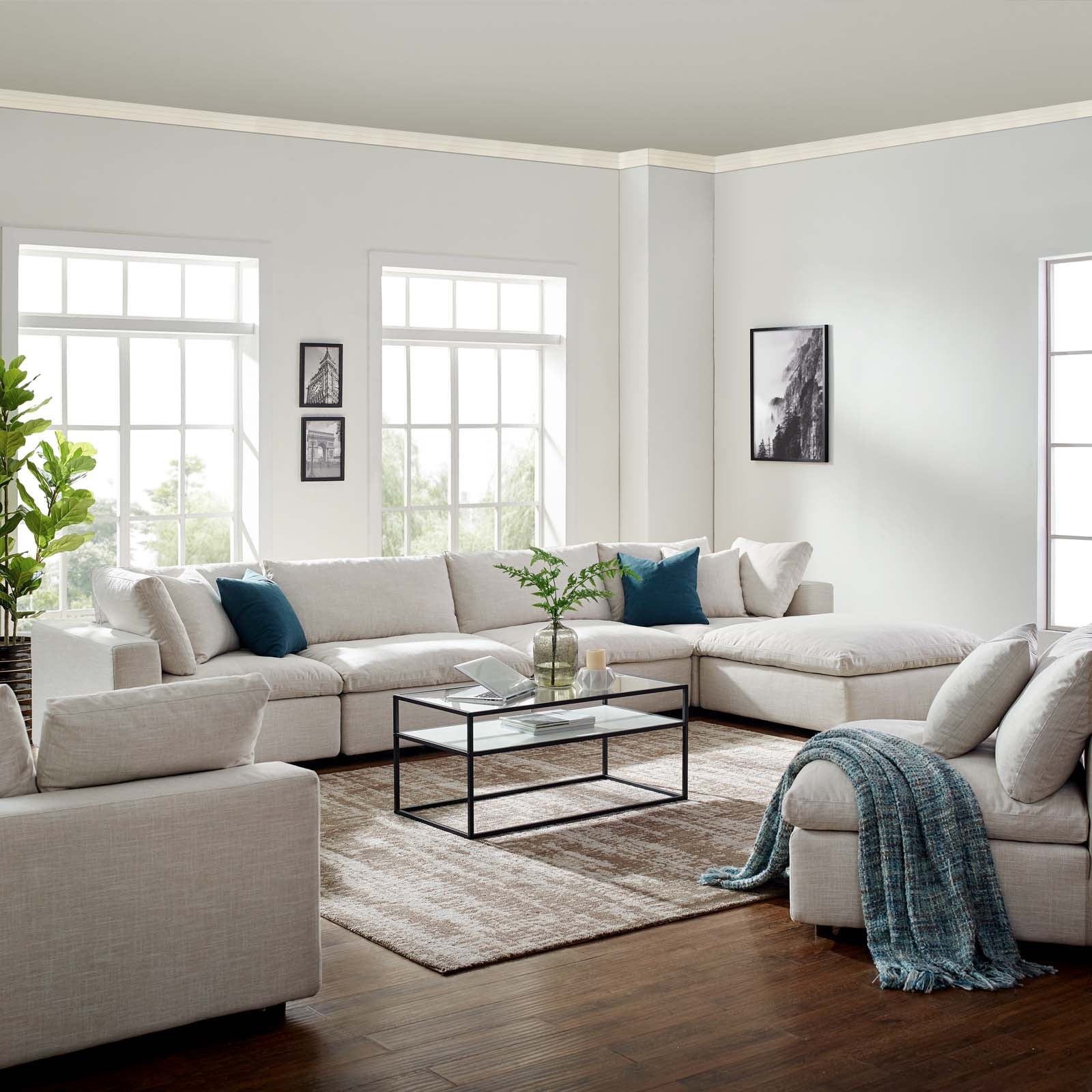 Commix Down Filled Overstuffed 5 Piece Sectional Sofa Set