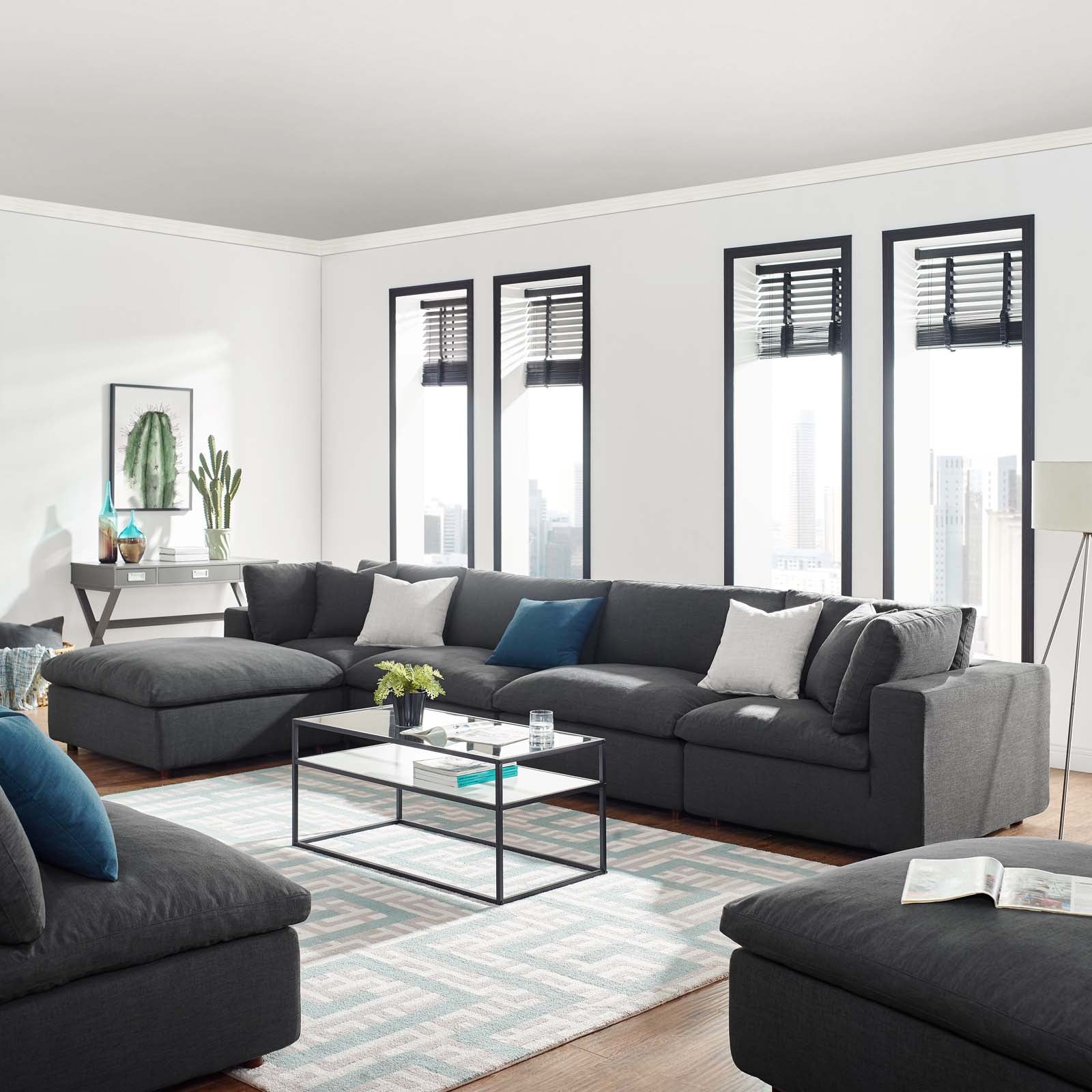 Commix Down Filled Overstuffed 5 Piece Sectional Sofa Set