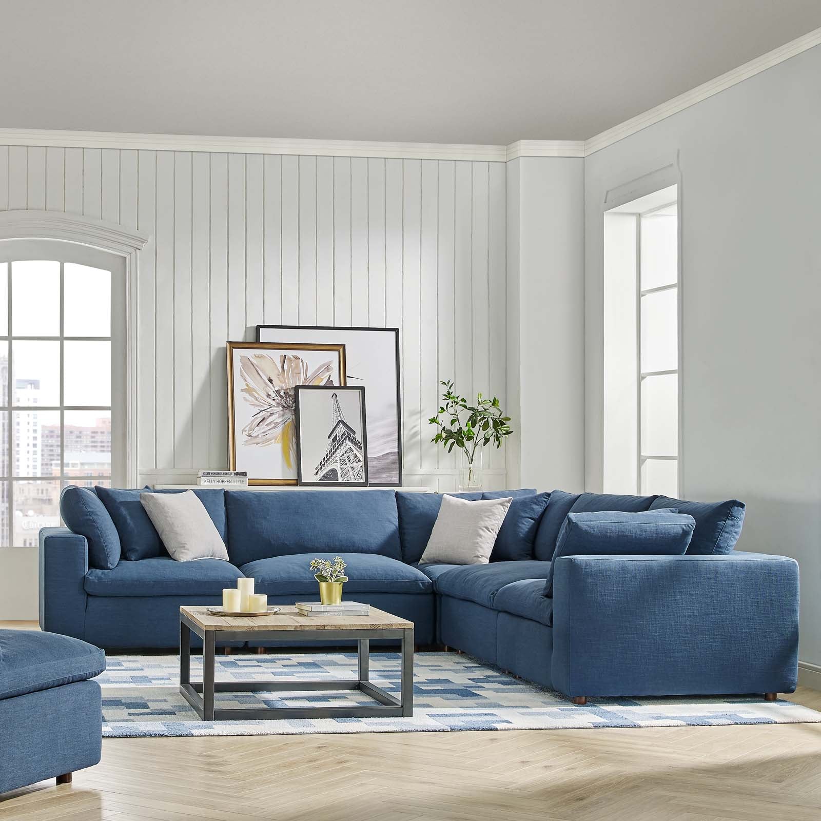 Commix Down Filled Overstuffed 5 Piece Sectional Sofa Set - East Shore Modern Home Furnishings