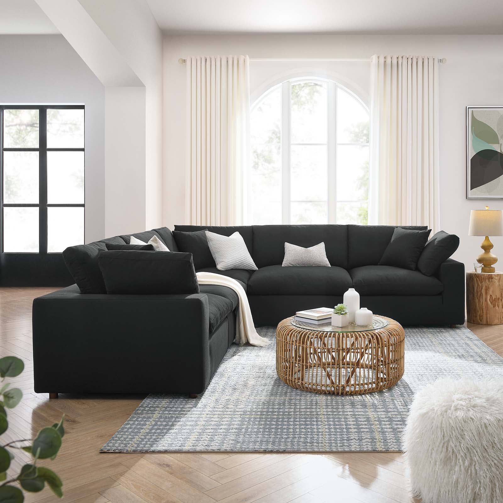 Commix Down Filled Overstuffed 5 Piece Sectional Sofa Set