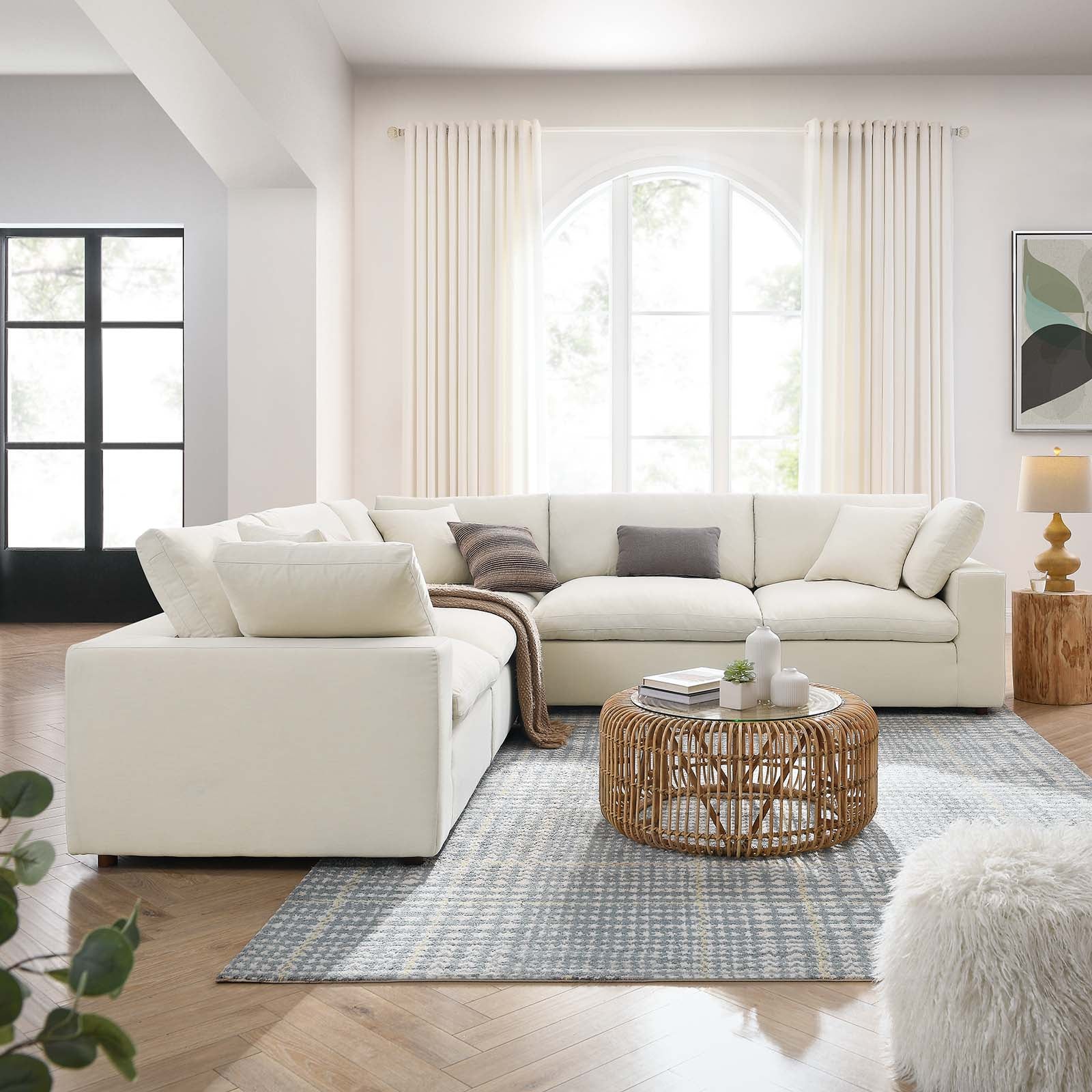 Commix Down Filled Overstuffed 5 Piece Sectional Sofa Set