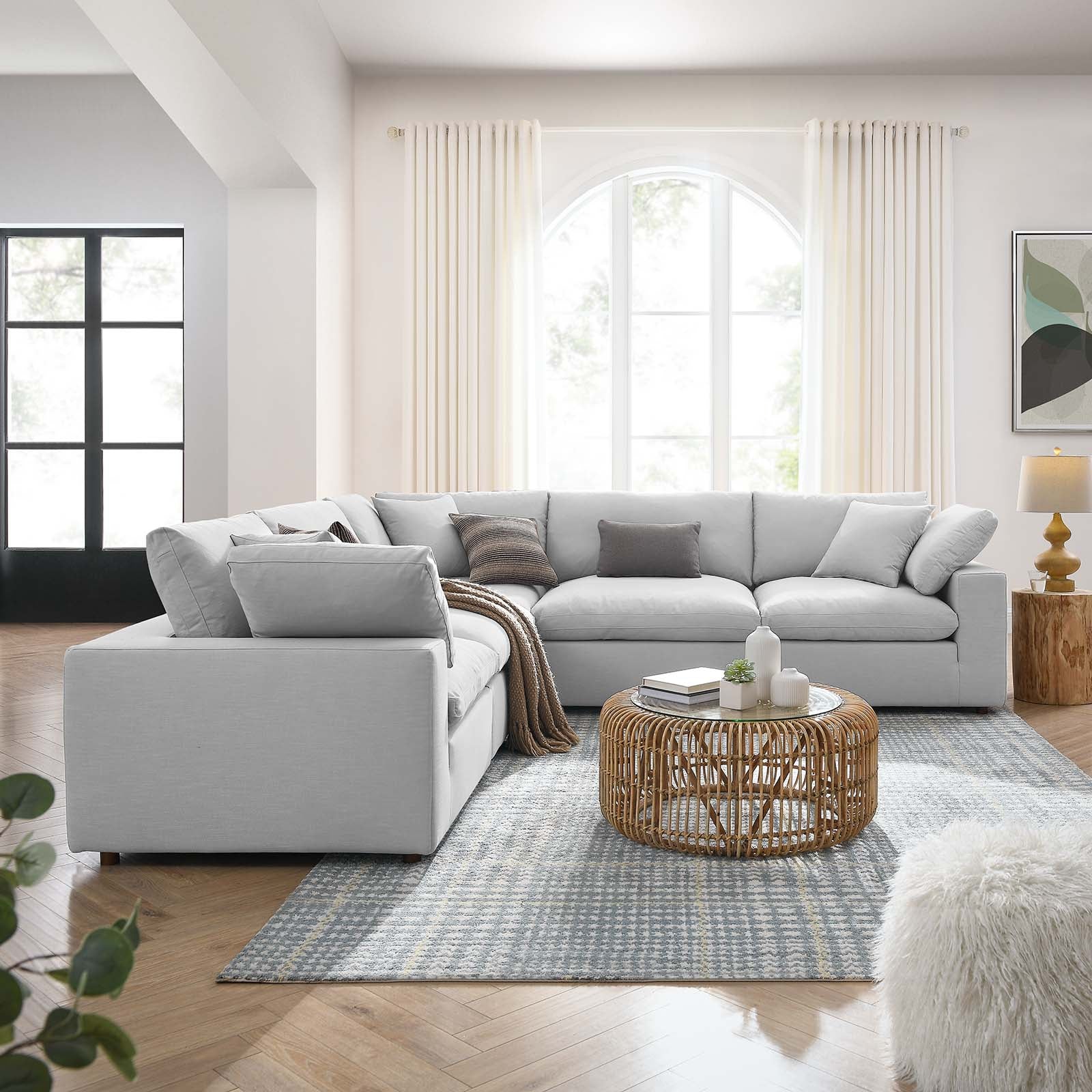 Commix Down Filled Overstuffed 5 Piece Sectional Sofa Set