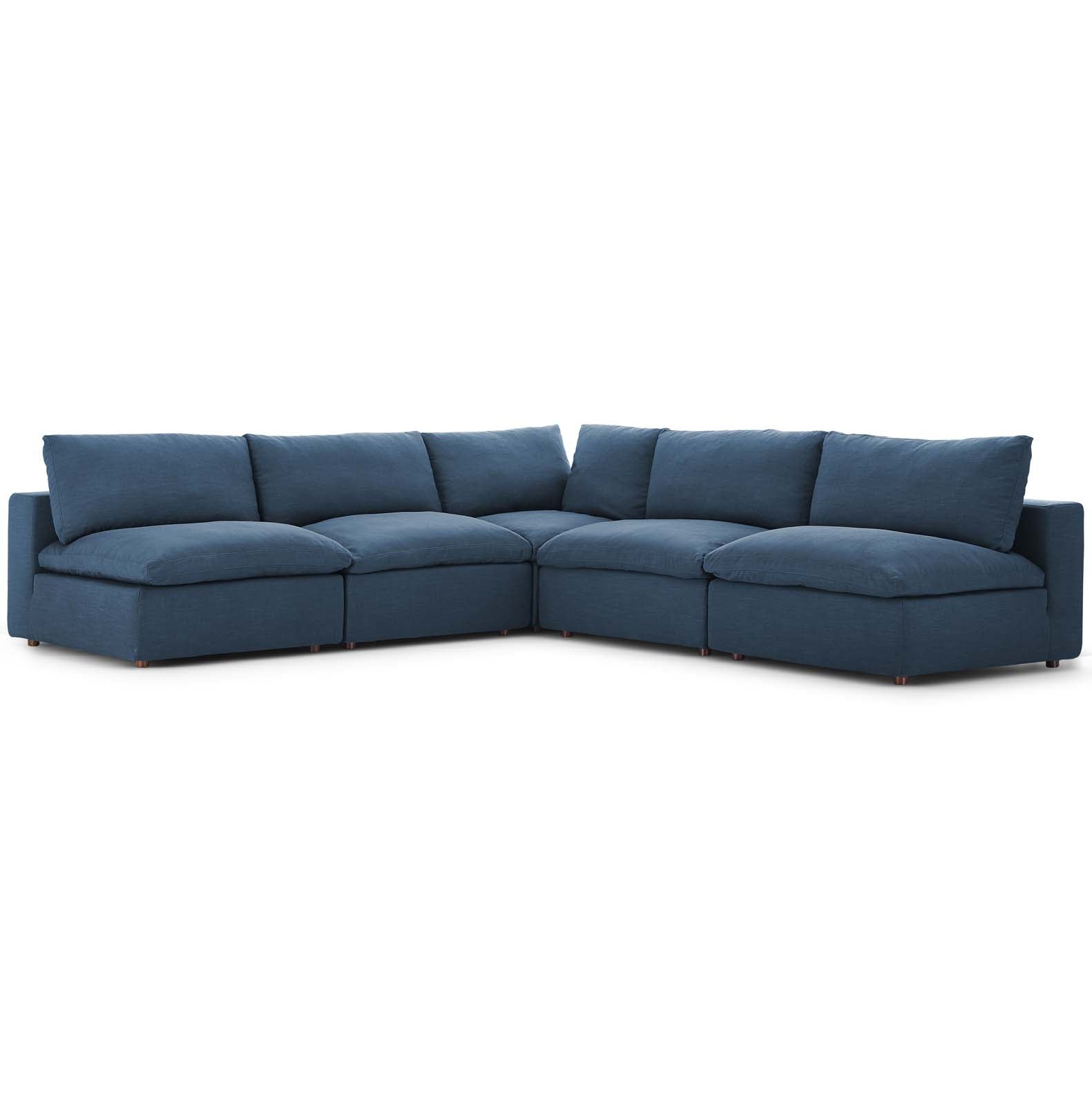 Commix Down Filled Overstuffed 5 Piece Sectional Sofa Set - East Shore Modern Home Furnishings