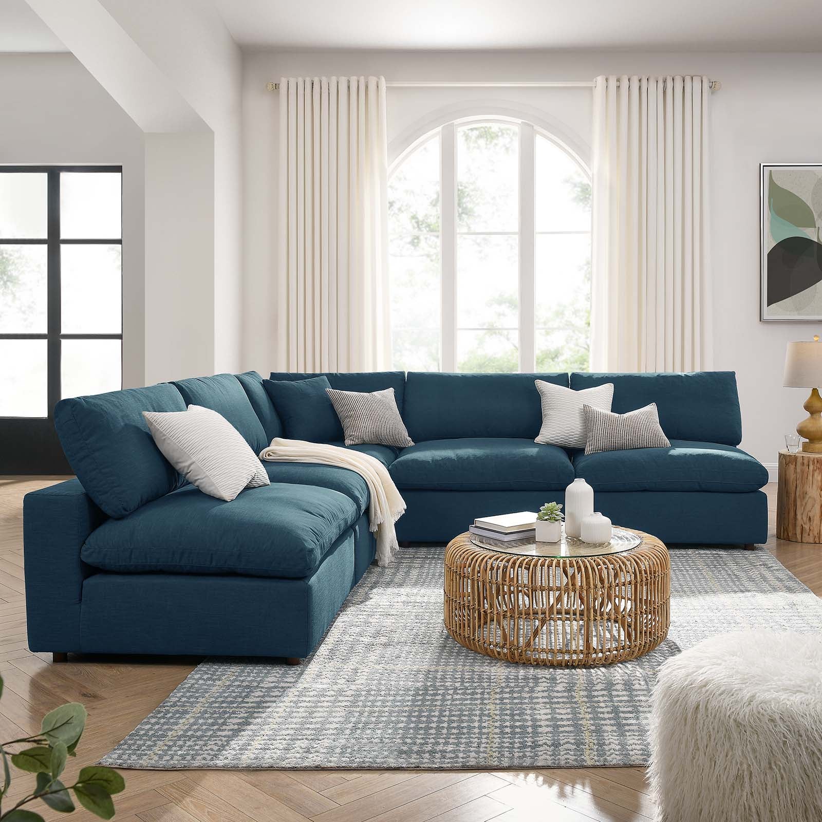 Commix Down Filled Overstuffed 5 Piece Sectional Sofa Set - East Shore Modern Home Furnishings