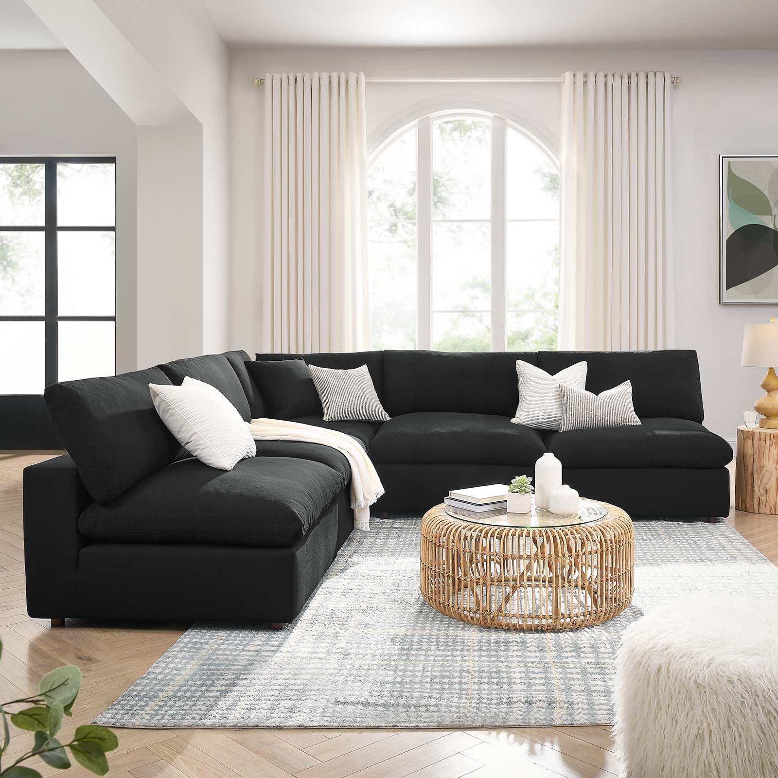 Commix Down Filled Overstuffed 5 Piece Sectional Sofa Set