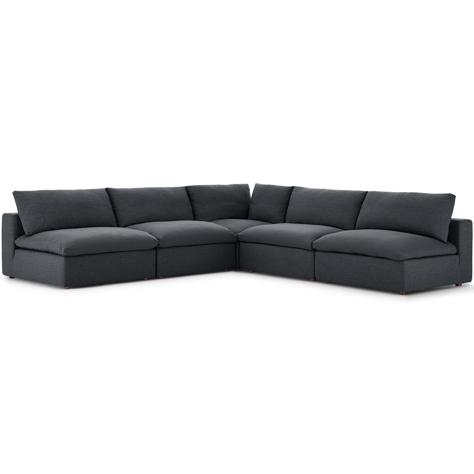 Commix Down Filled Overstuffed 5 Piece Sectional Sofa Set - East Shore Modern Home Furnishings