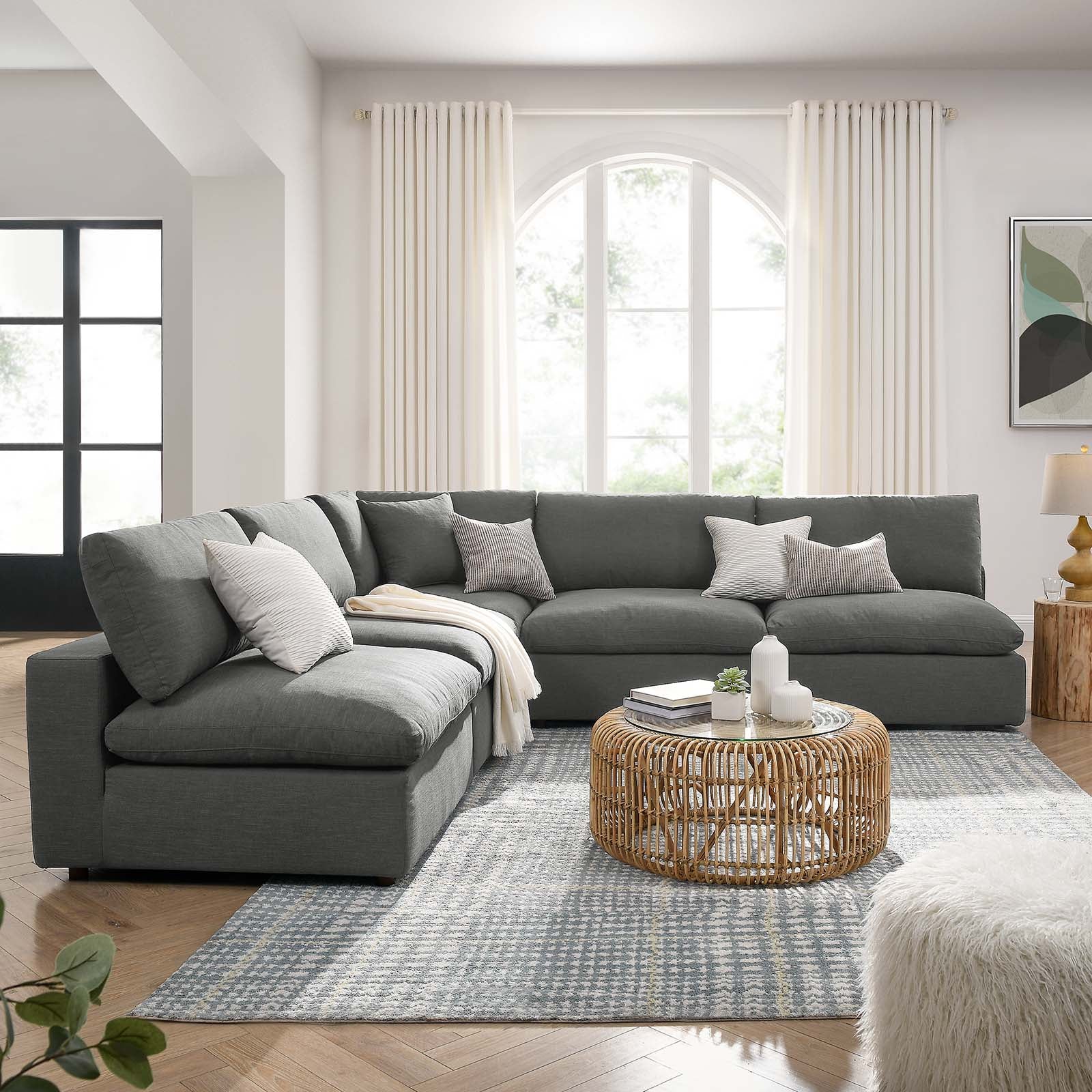 Commix Down Filled Overstuffed 5 Piece Sectional Sofa Set
