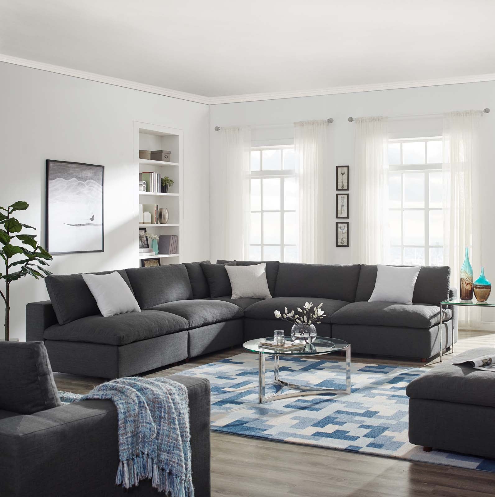 Commix Down Filled Overstuffed 5 Piece Sectional Sofa Set
