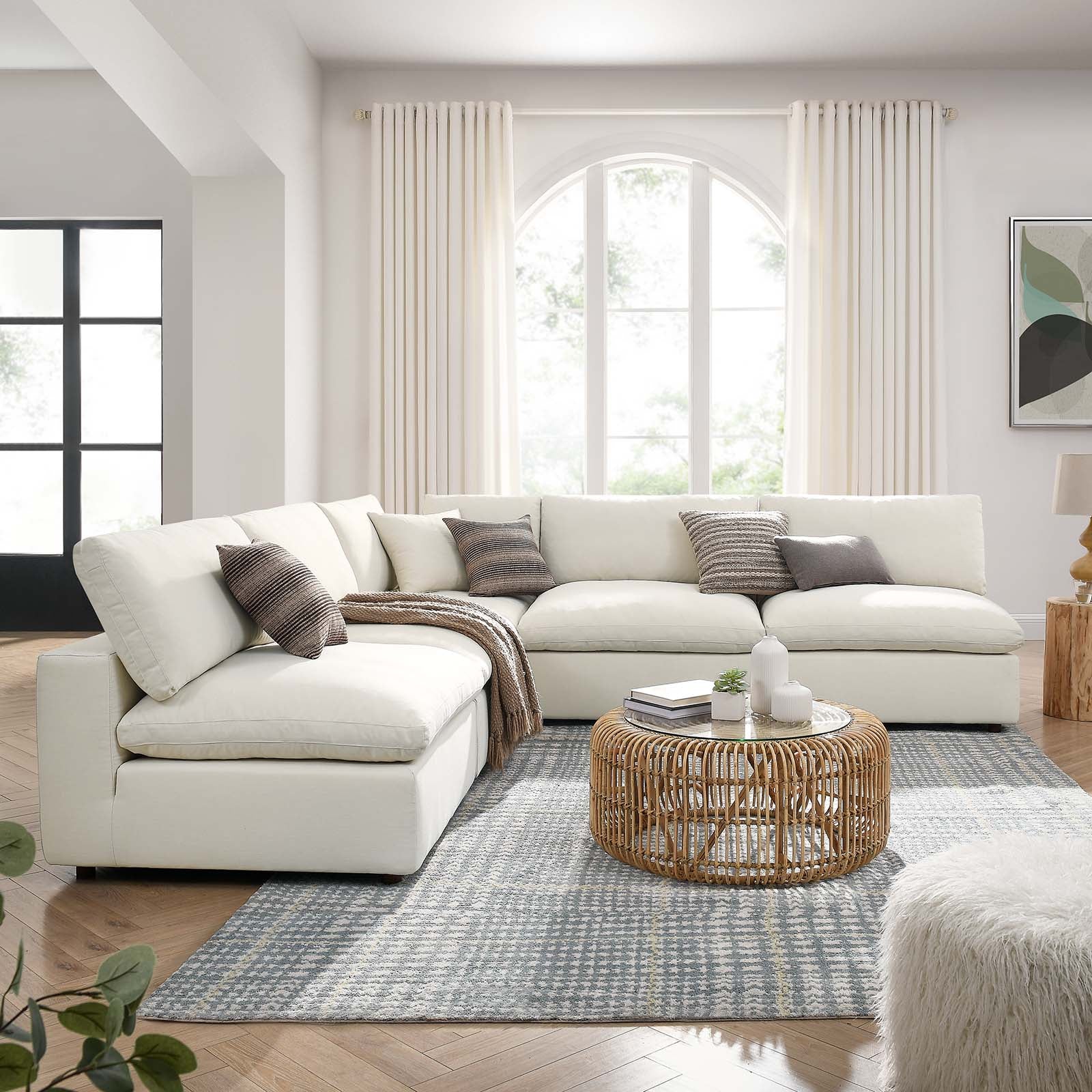 Commix Down Filled Overstuffed 5 Piece Sectional Sofa Set
