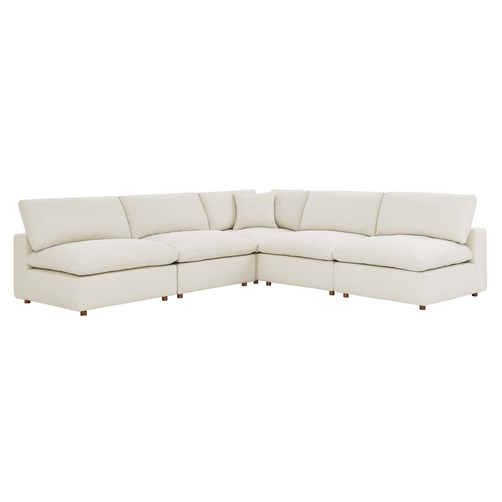 Commix Down Filled Overstuffed 5 Piece Sectional Sofa Set - East Shore Modern Home Furnishings