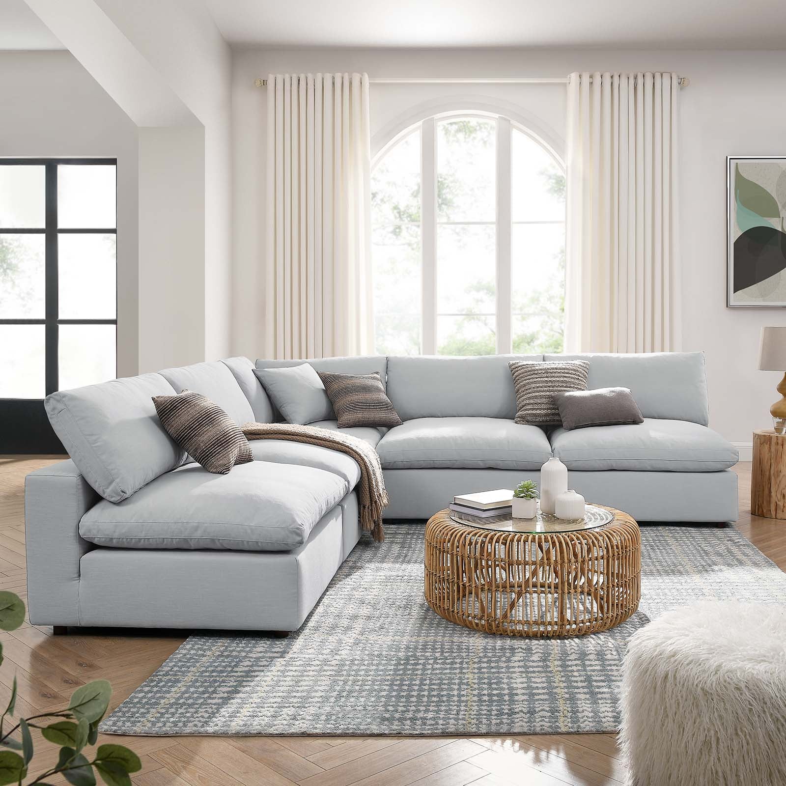 Commix Down Filled Overstuffed 5 Piece Sectional Sofa Set
