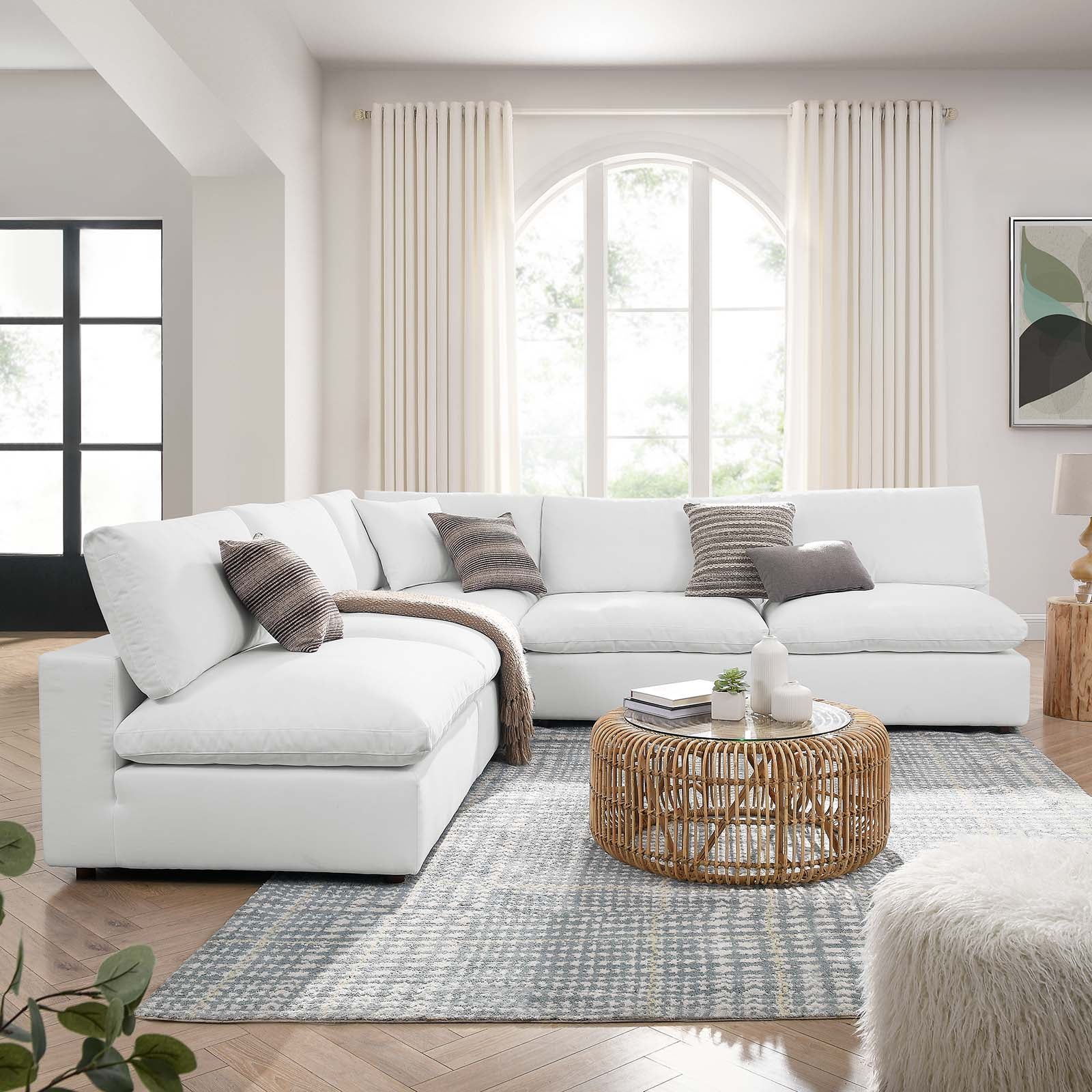 Commix Down Filled Overstuffed 5 Piece Sectional Sofa Set