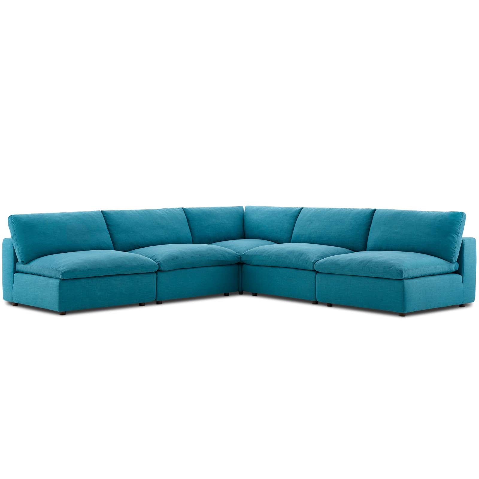 Commix Down Filled Overstuffed 5 Piece Sectional Sofa Set - East Shore Modern Home Furnishings