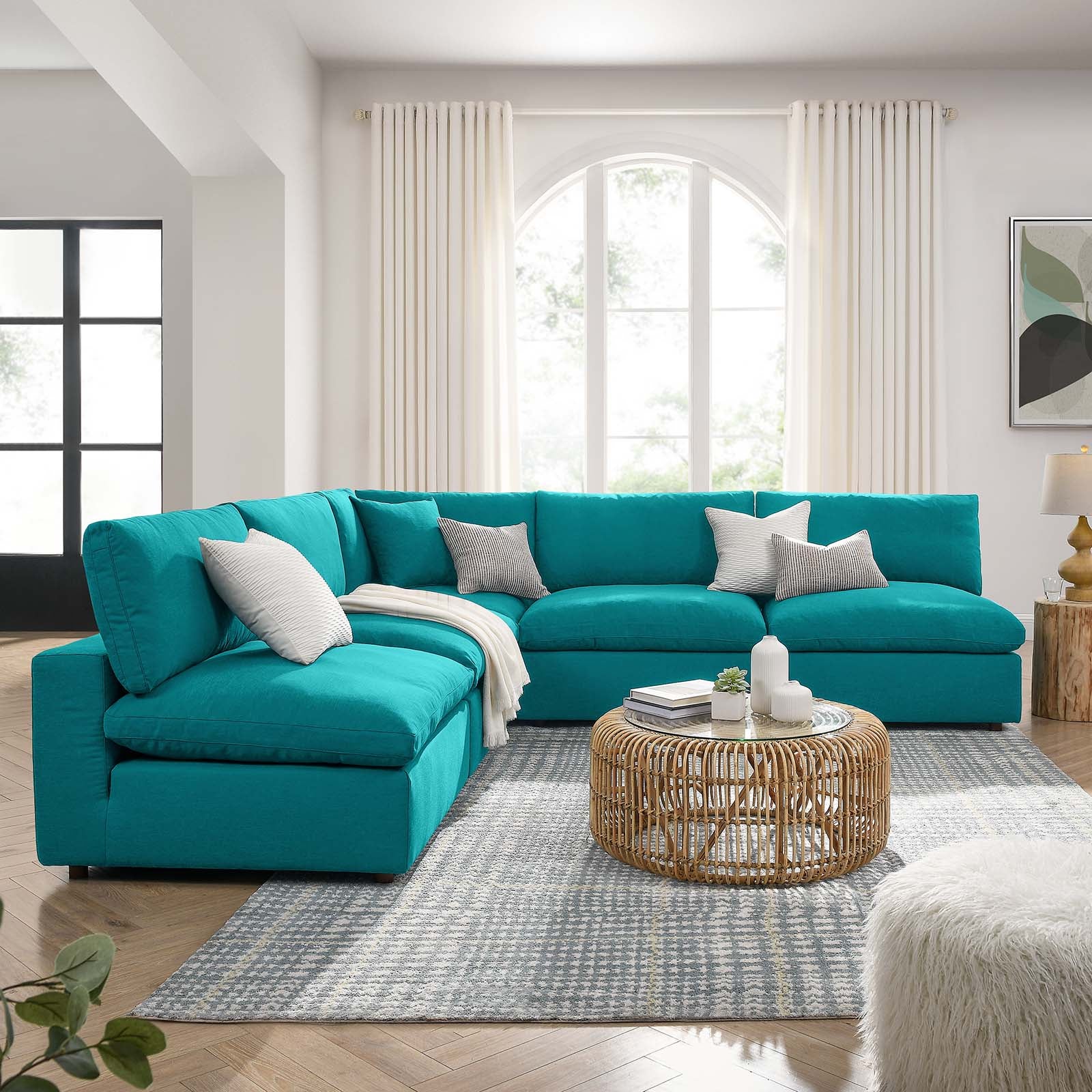 Commix Down Filled Overstuffed 5 Piece Sectional Sofa Set