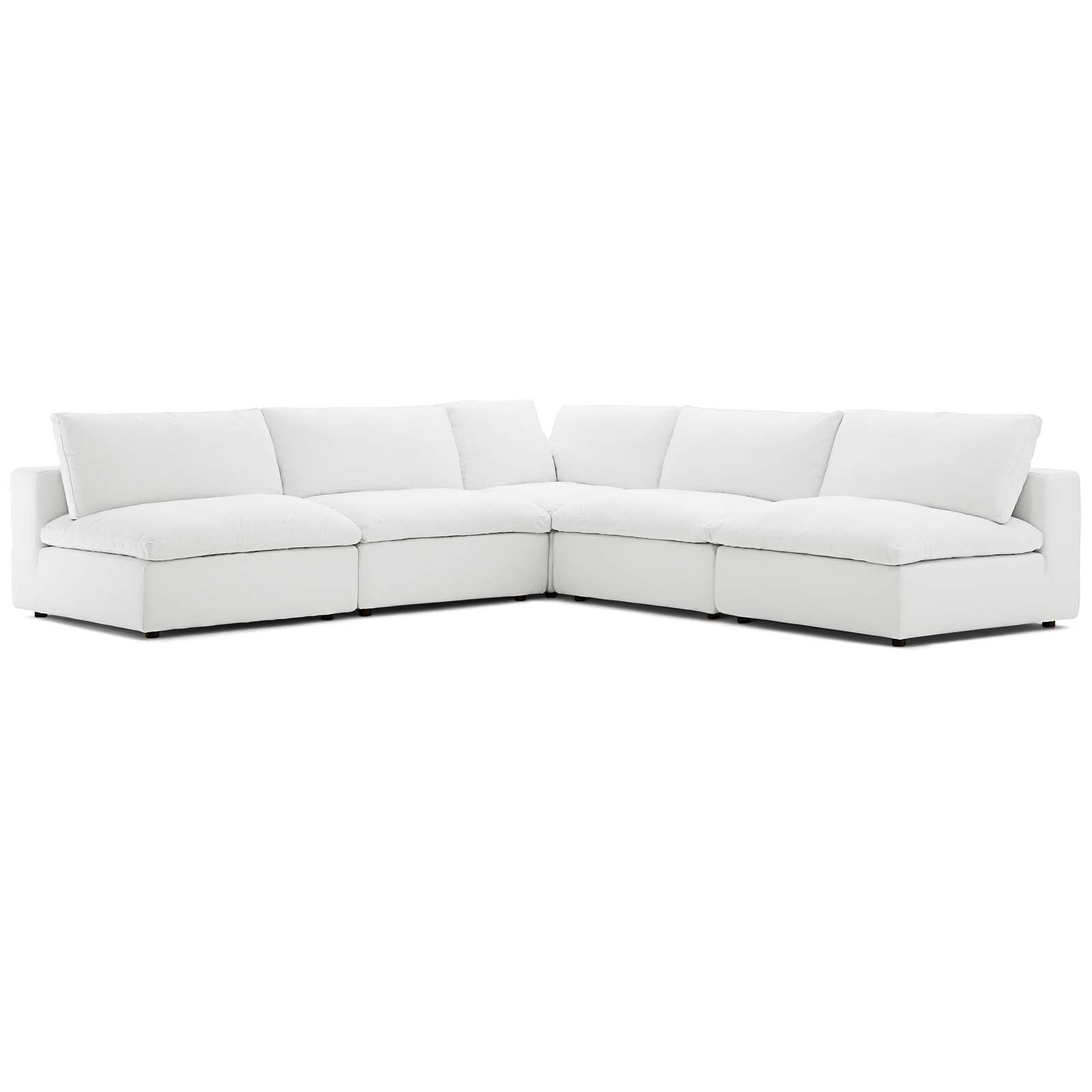 Commix Down Filled Overstuffed 5 Piece Sectional Sofa Set - East Shore Modern Home Furnishings