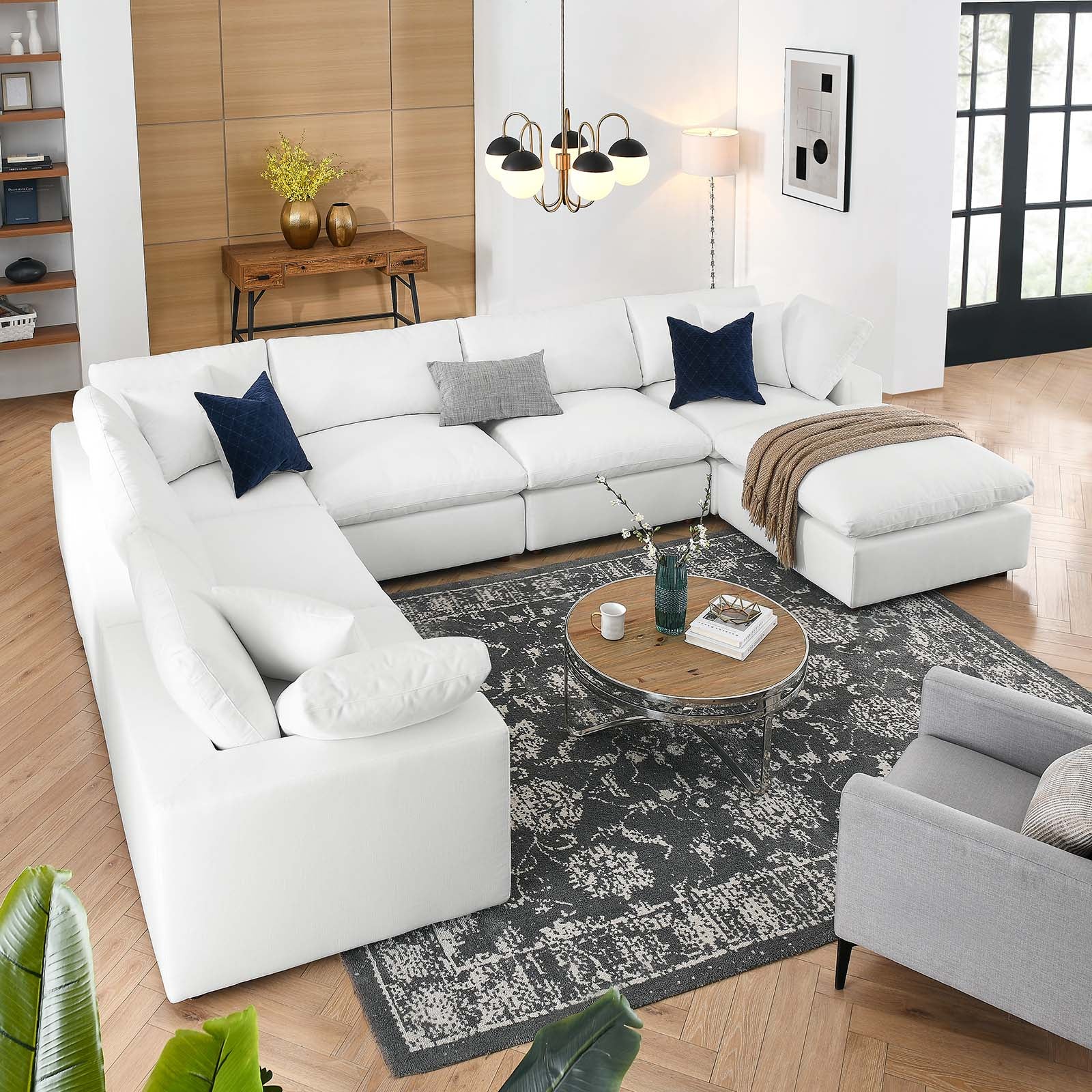 Commix Down Filled Overstuffed 7 Piece Sectional Sofa Set