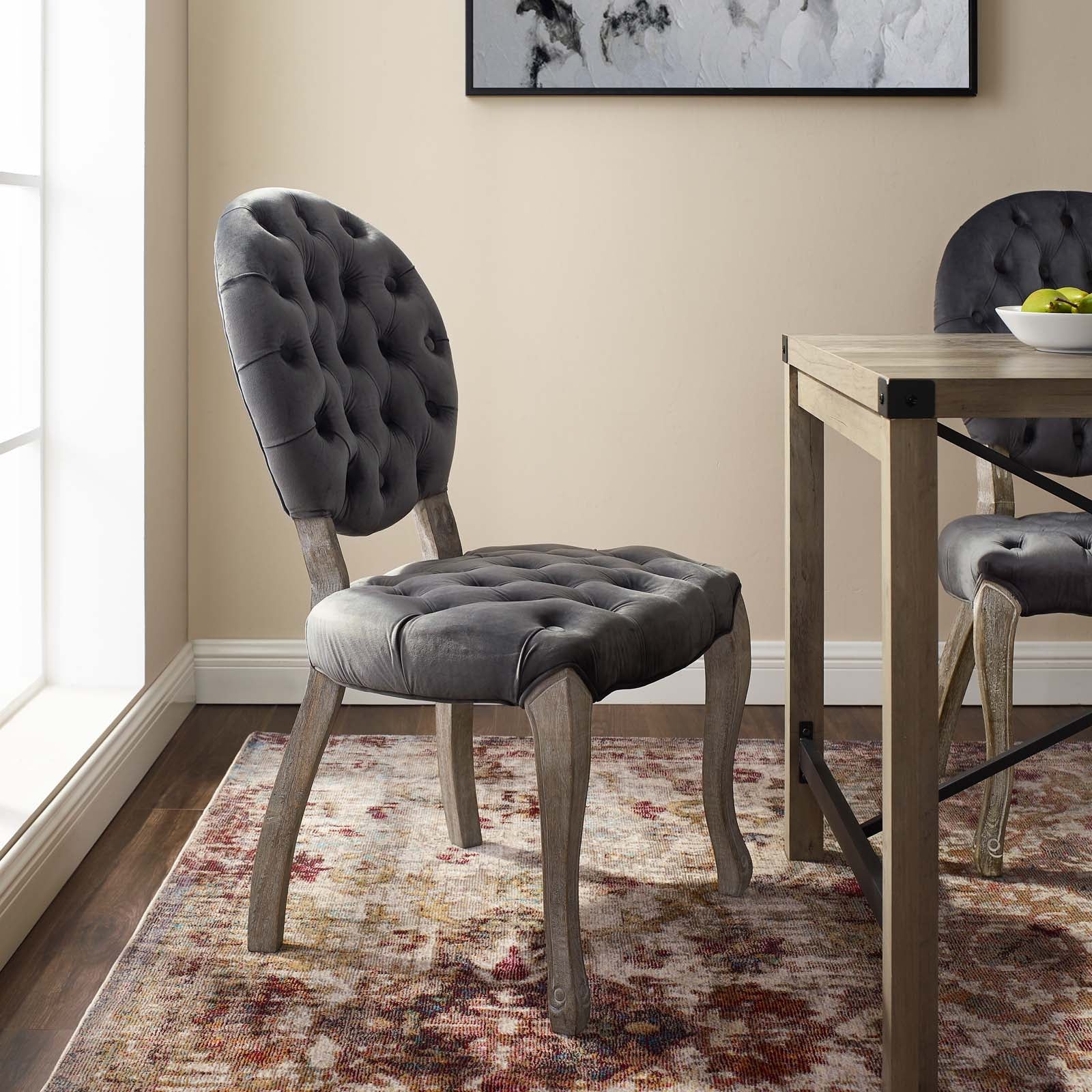 Exhibit French Vintage Dining Performance Velvet Side Chair - East Shore Modern Home Furnishings
