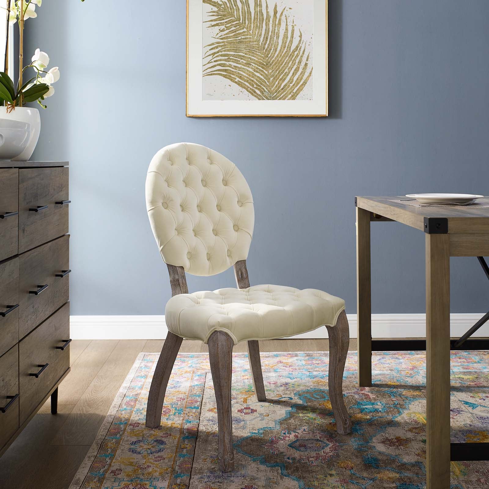 Exhibit French Vintage Dining Performance Velvet Side Chair - East Shore Modern Home Furnishings