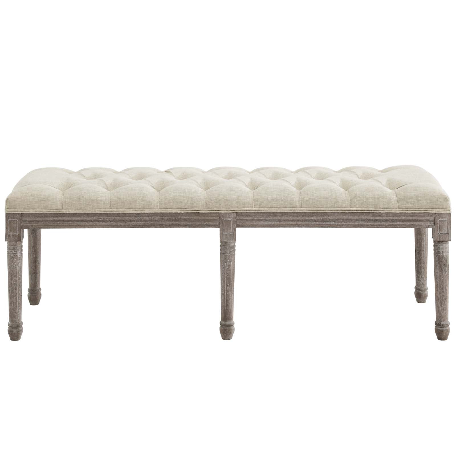 Province French Vintage Upholstered Fabric Bench