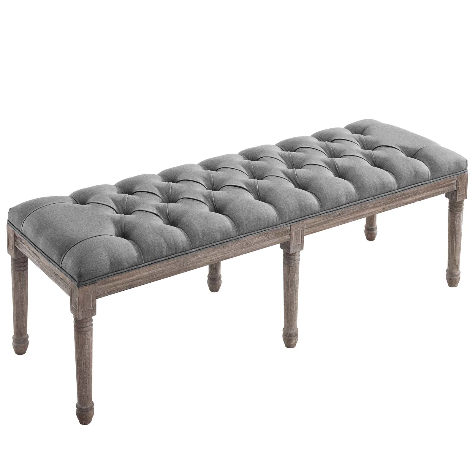 Province French Vintage Upholstered Fabric Bench