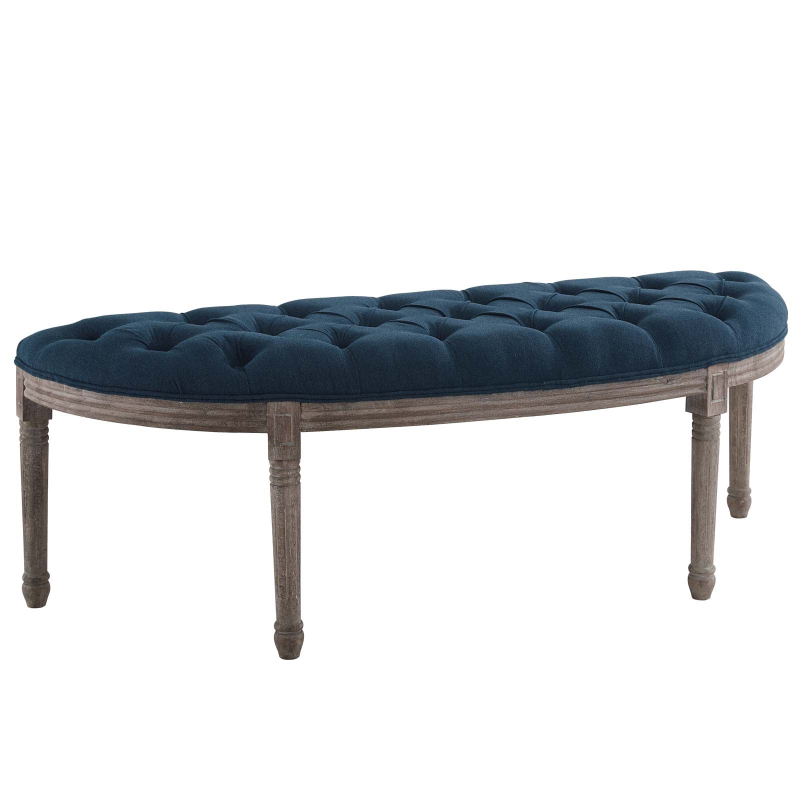 Esteem Vintage French Upholstered Fabric Semi-Circle Bench