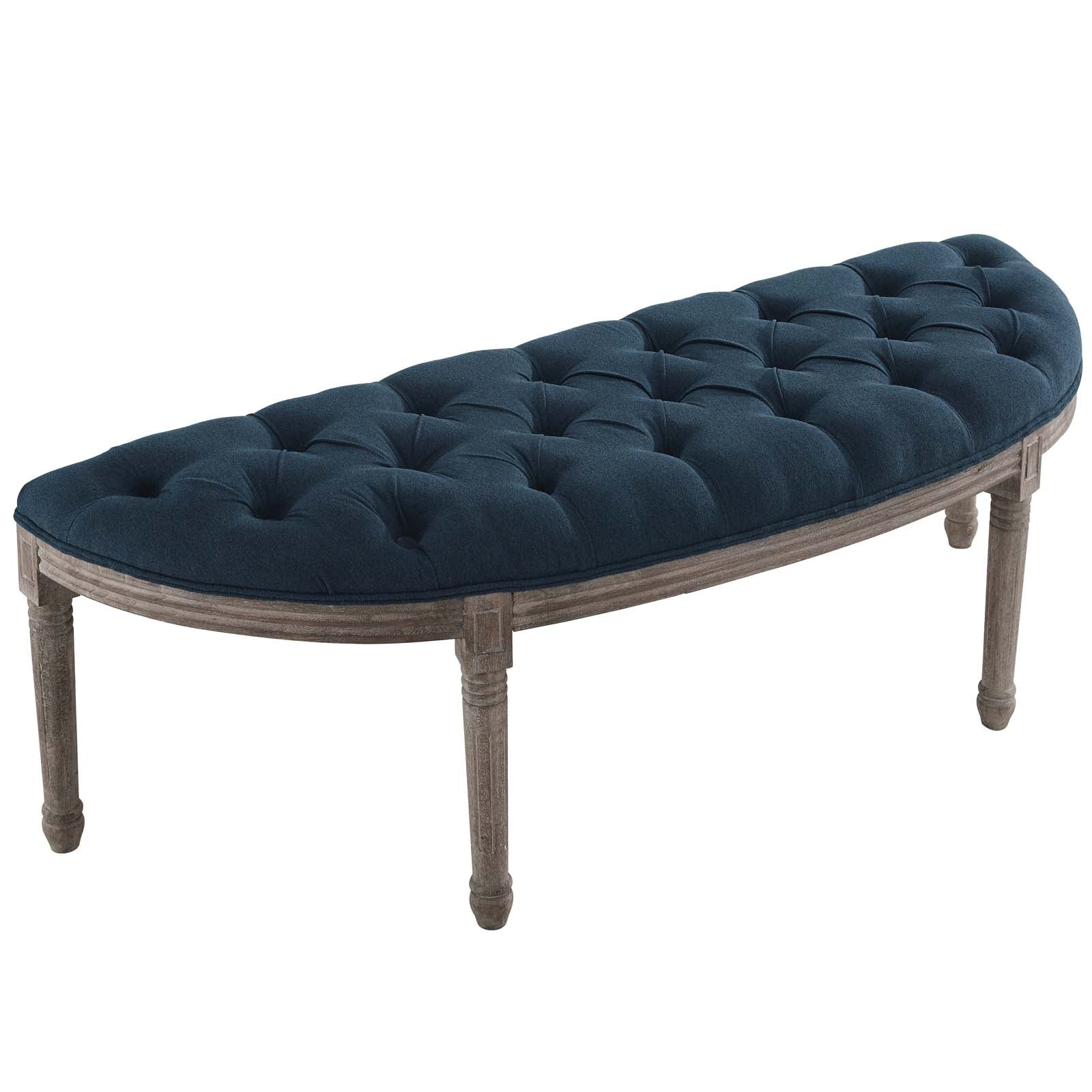 Esteem Vintage French Upholstered Fabric Semi-Circle Bench