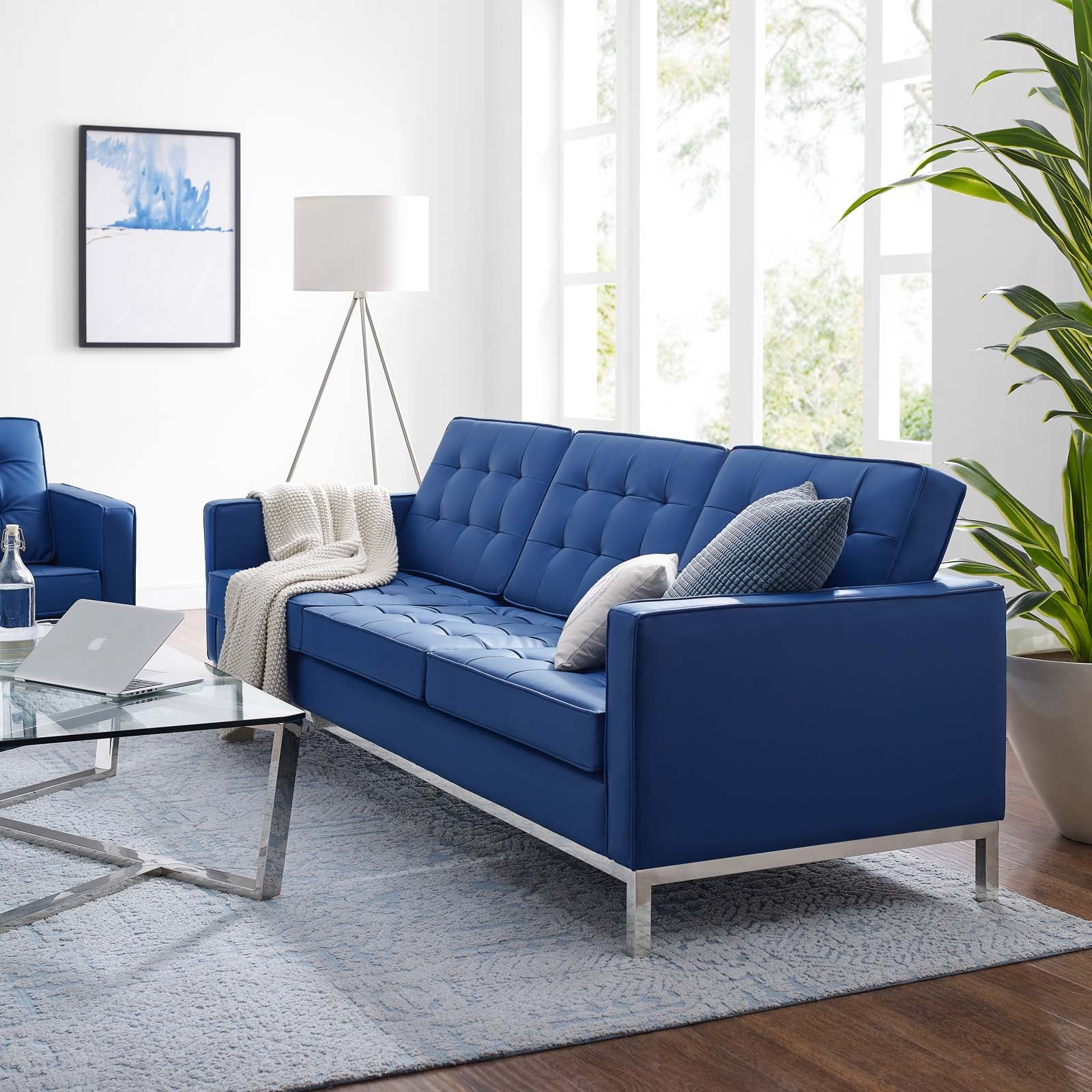 Loft Tufted Upholstered Faux Leather Sofa - East Shore Modern Home Furnishings