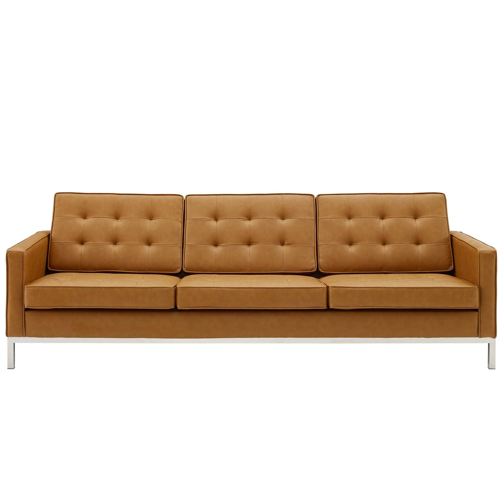 Loft Tufted Upholstered Faux Leather Sofa - East Shore Modern Home Furnishings