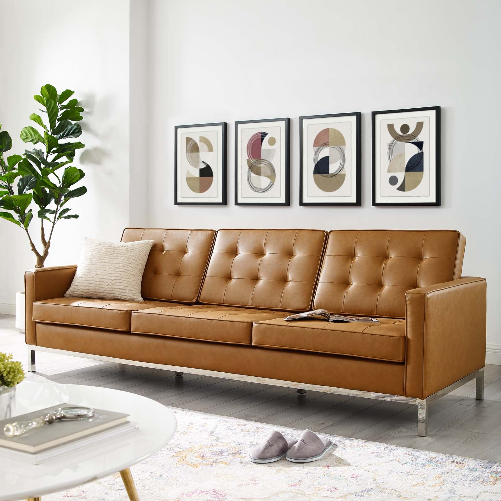 Loft Tufted Upholstered Faux Leather Sofa - East Shore Modern Home Furnishings