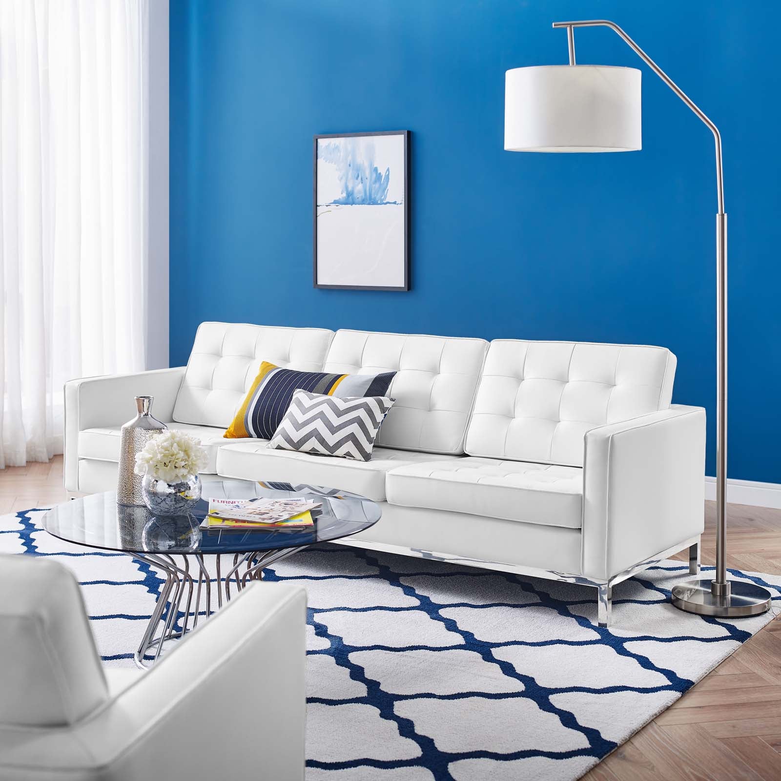 Loft Tufted Upholstered Faux Leather Sofa - East Shore Modern Home Furnishings