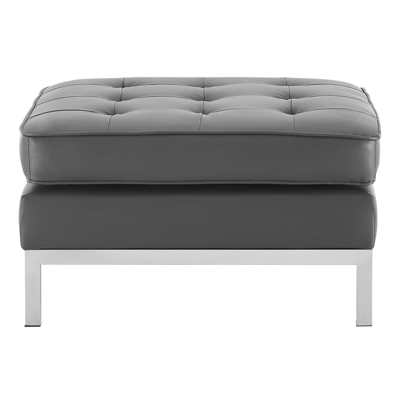 Loft Tufted Upholstered Faux Leather Ottoman - East Shore Modern Home Furnishings