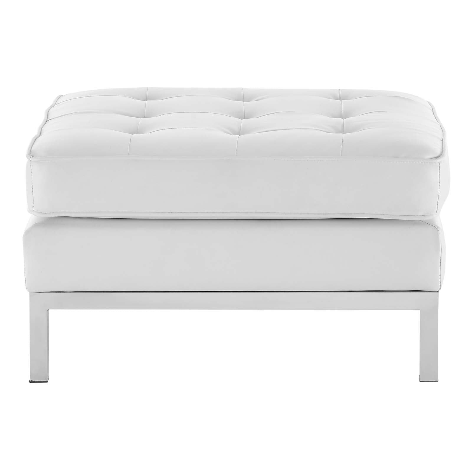 Loft Tufted Upholstered Faux Leather Ottoman