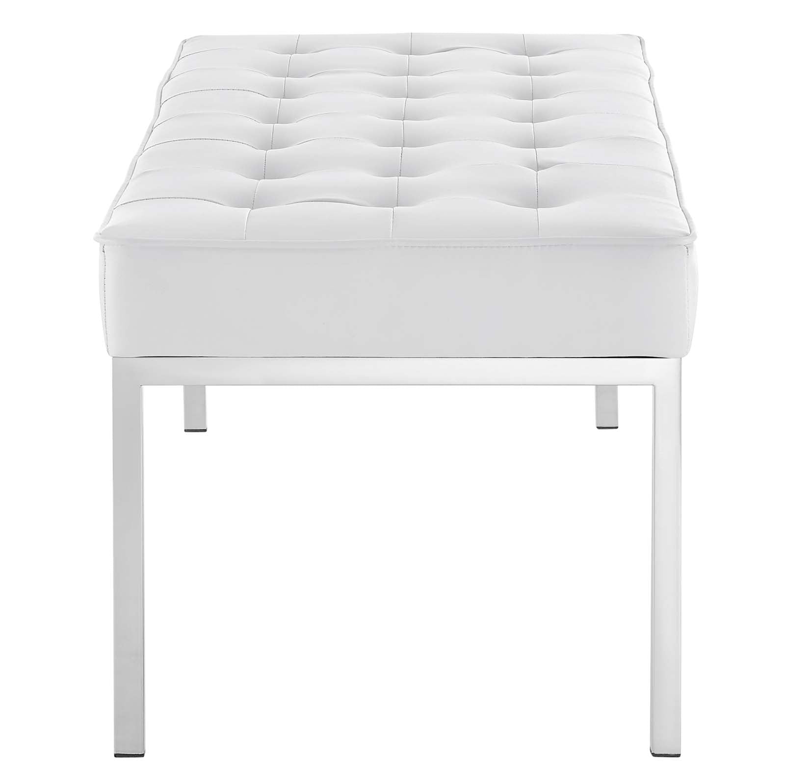 Loft Tufted Large Upholstered Faux Leather Bench