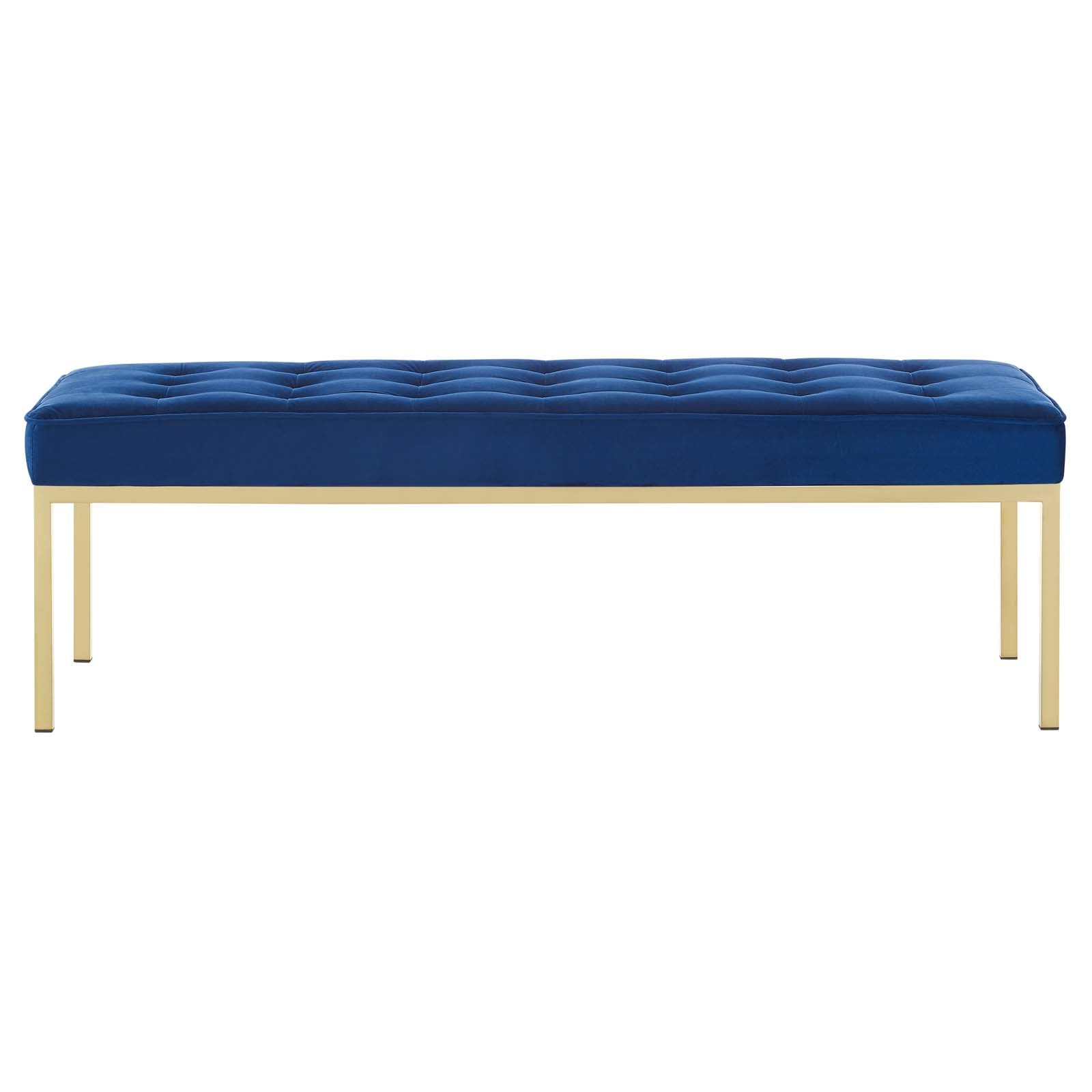 Loft Gold Stainless Steel Leg Large Performance Velvet Bench