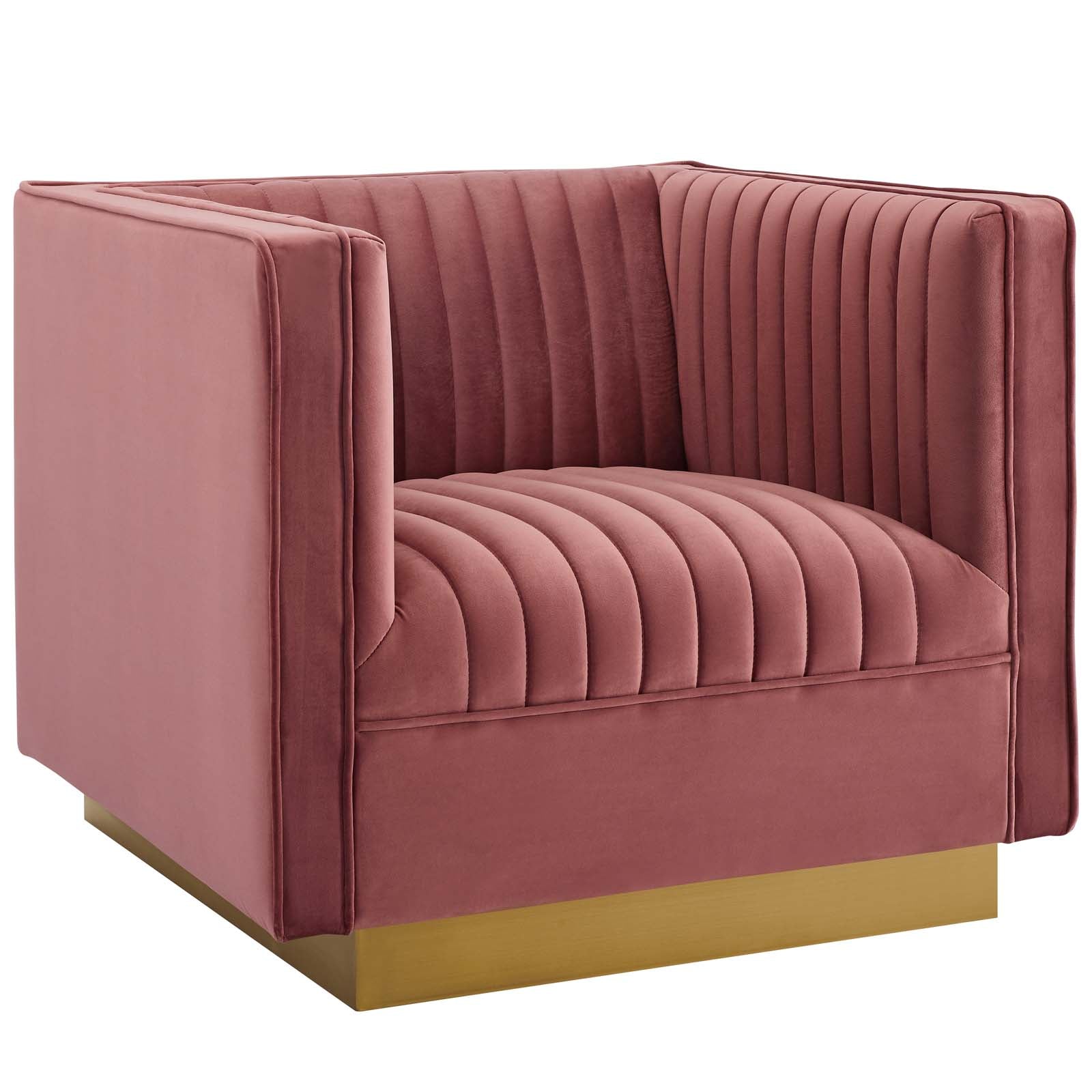 Sanguine Vertical Channel Tufted Accent Performance Velvet Armchair - East Shore Modern Home Furnishings