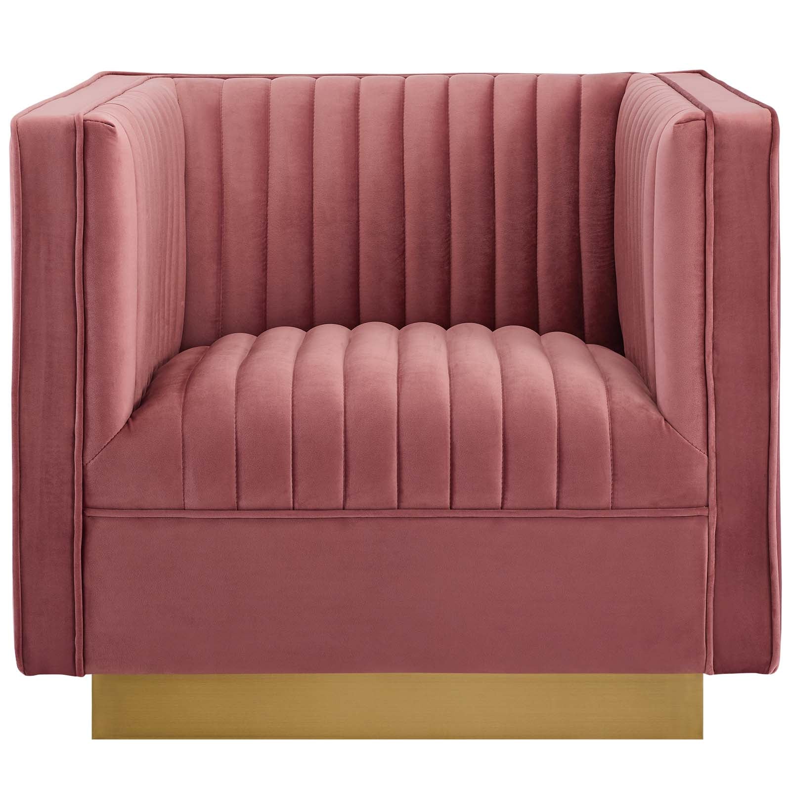 Sanguine Vertical Channel Tufted Accent Performance Velvet Armchair - East Shore Modern Home Furnishings