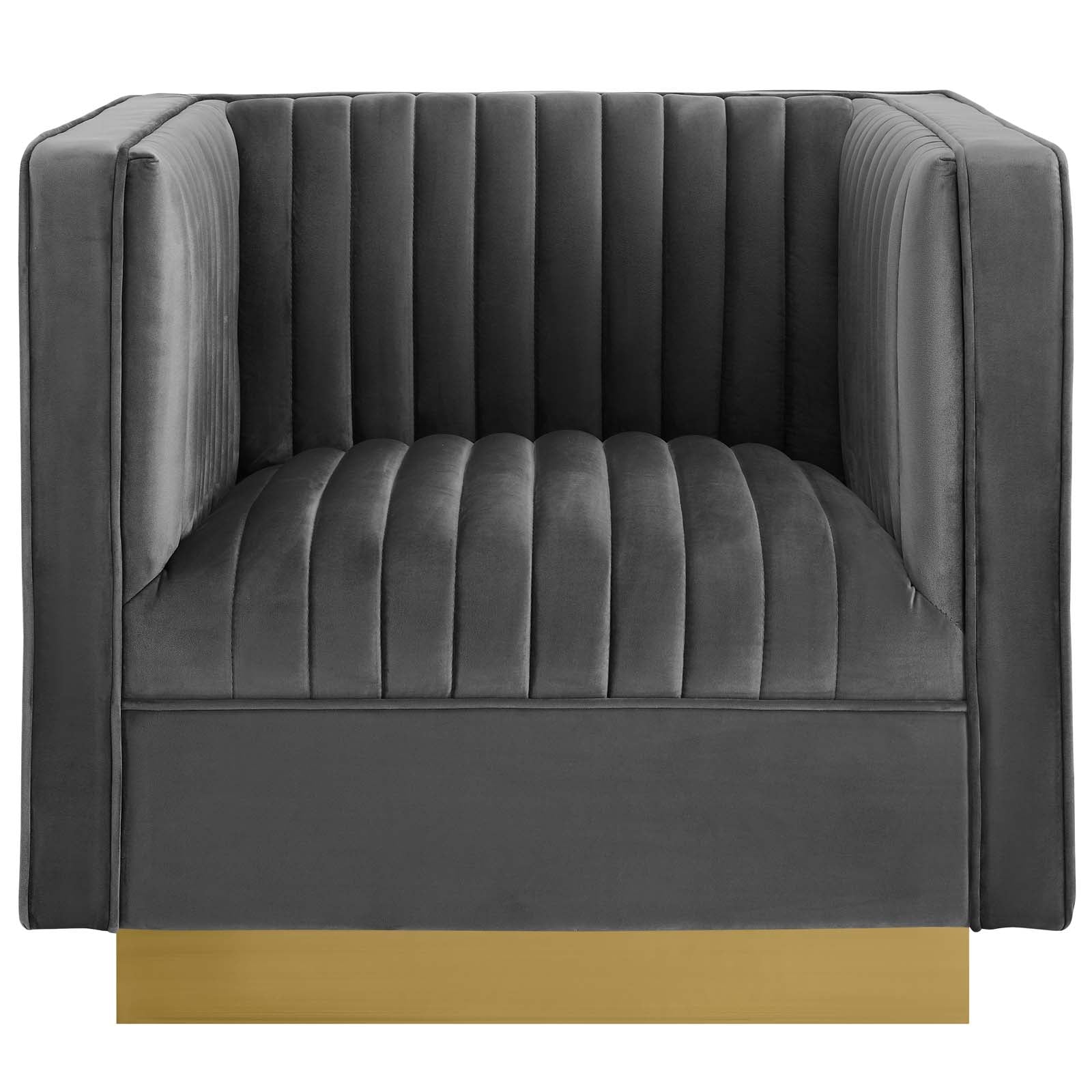 Sanguine Vertical Channel Tufted Accent Performance Velvet Armchair - East Shore Modern Home Furnishings