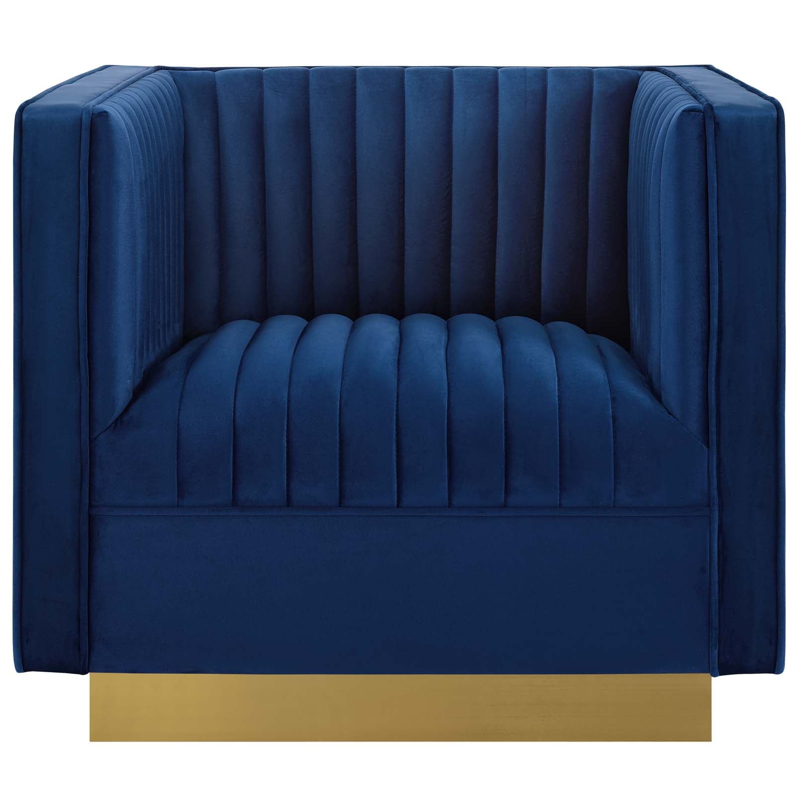 Sanguine Vertical Channel Tufted Accent Performance Velvet Armchair - East Shore Modern Home Furnishings