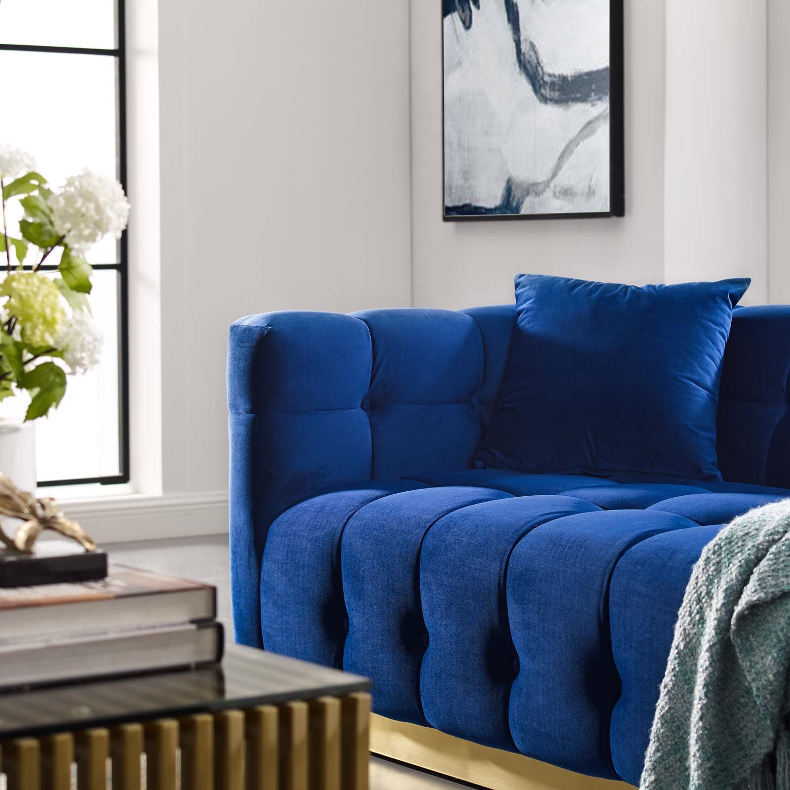 Vivacious Biscuit Tufted Performance Velvet Sofa - East Shore Modern Home Furnishings